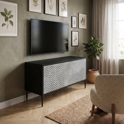 CONCRETE ZIG ZAG Mobile TV Compatto a 2 Ante