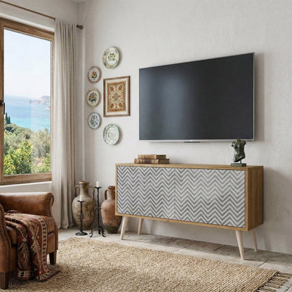 CONCRETE ZIG ZAG Mobile TV Compatto a 2 Ante