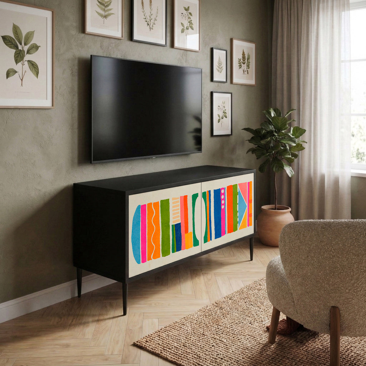 GEOMETRIC SHINE Kompaktní dvoudveřový TV stolek