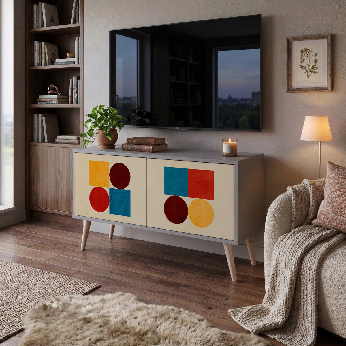 GEOMETRIC PUZZLE Mueble de TV Compacto de 2 puertas