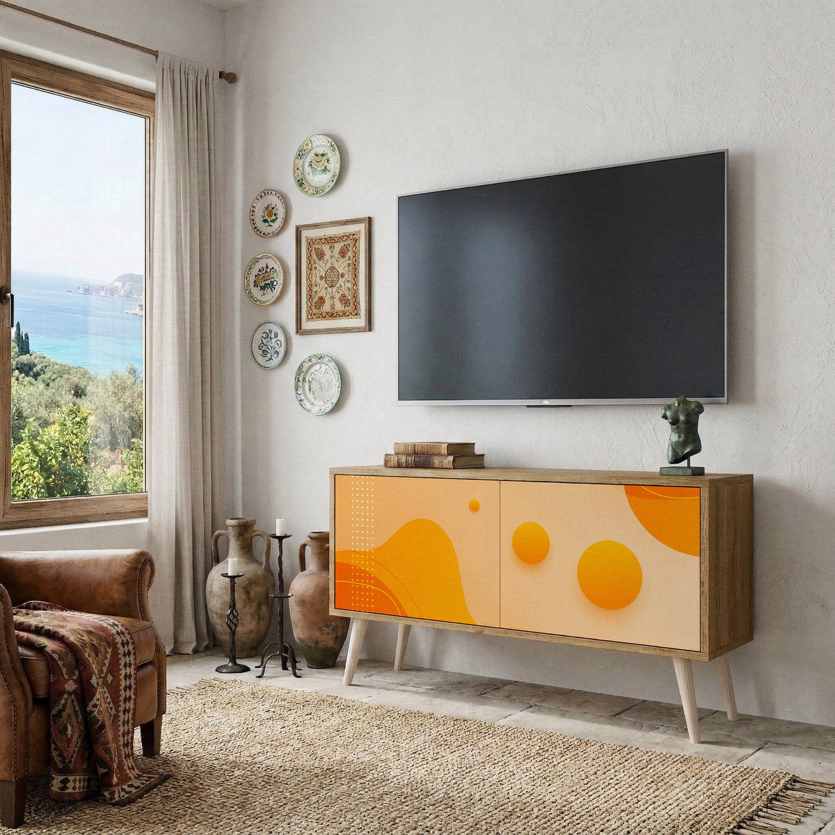 ORANGE ARRANGEMENT Συμπαγές έπιπλο τηλεόρασης 2-θυρών