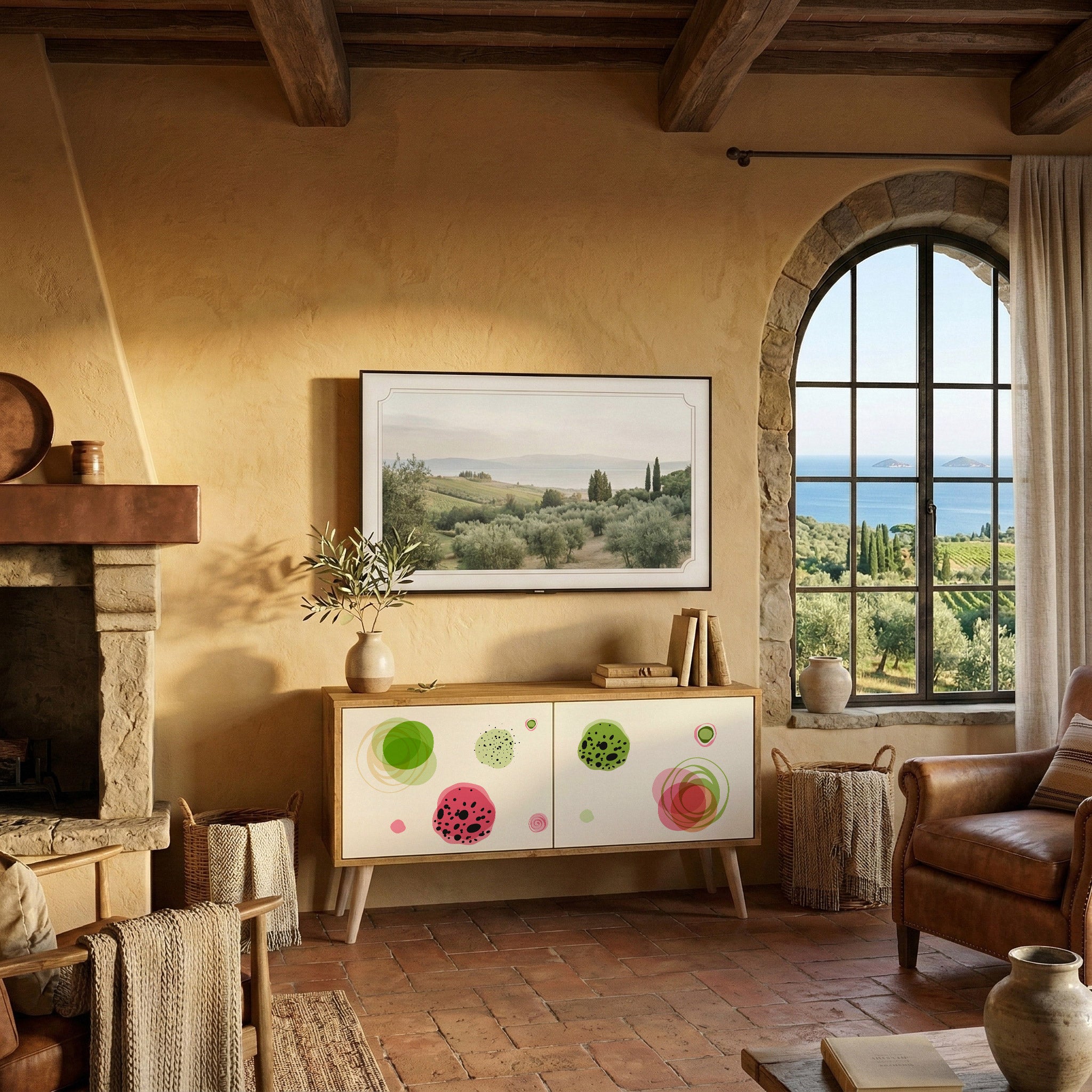 COLORFUL COSMOS Kompaktní dvoudveřový TV stolek