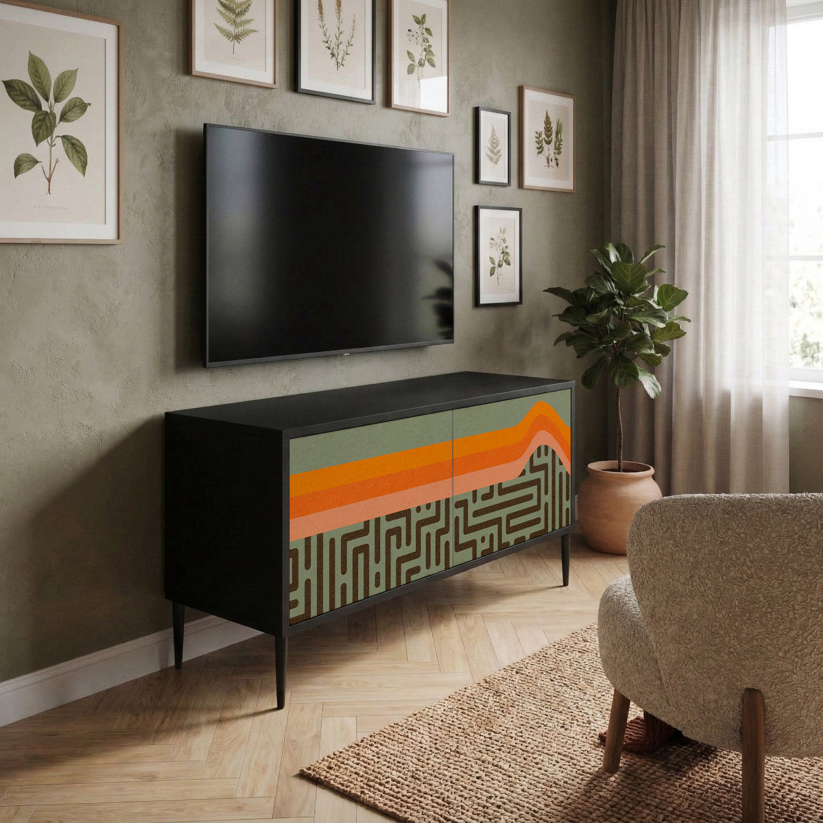 SIMPLE SOLUTIONS Mueble de TV Compacto de 2 puertas