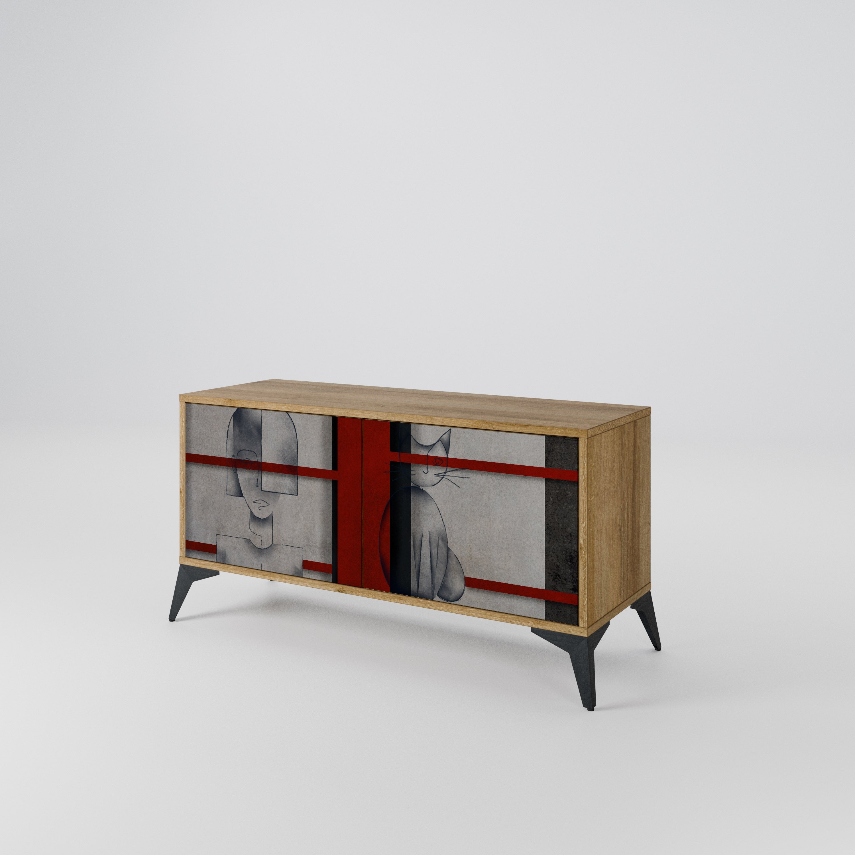 GRAY FIGURES Mueble de TV Compacto de 2 puertas