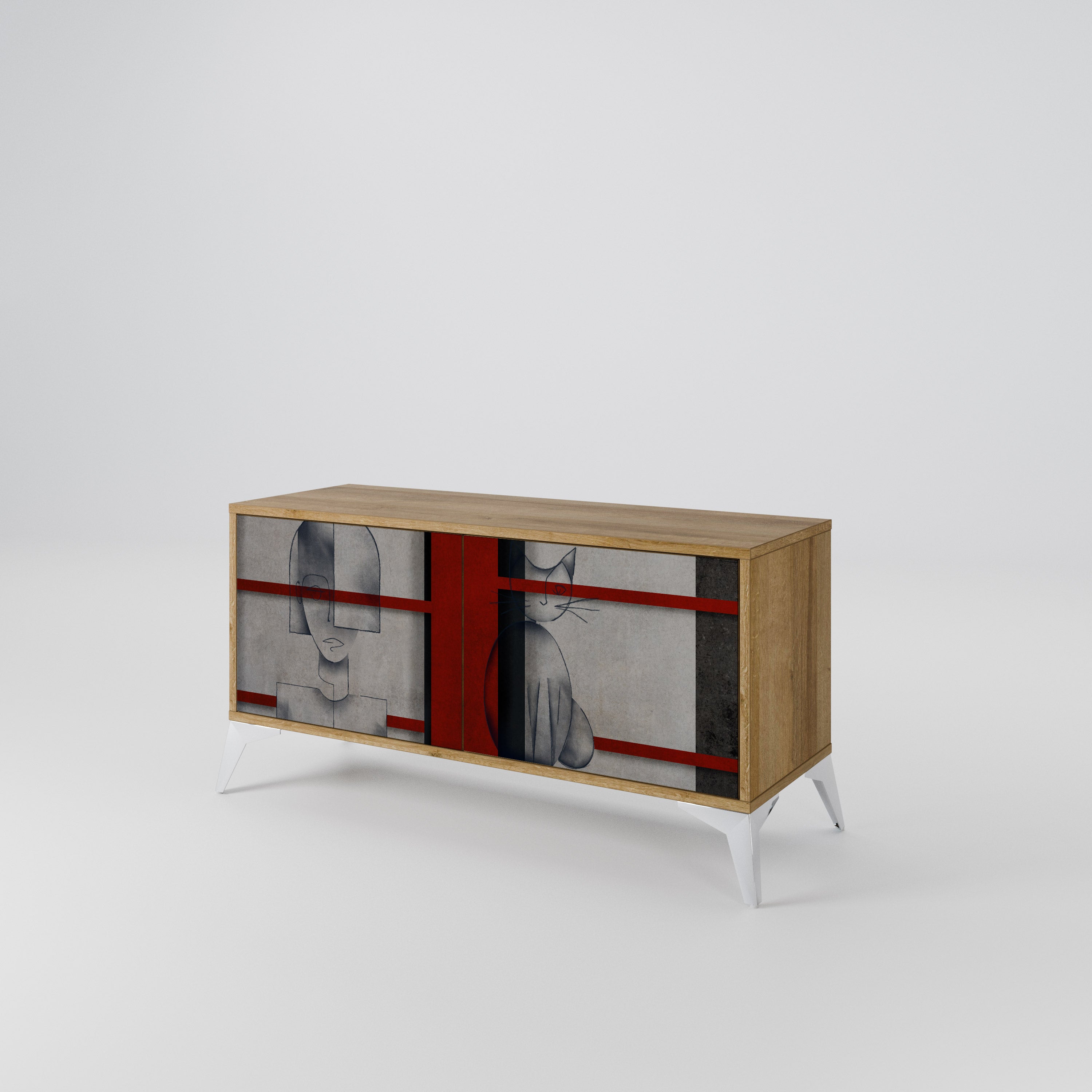 GRAY FIGURES Mueble de TV Compacto de 2 puertas