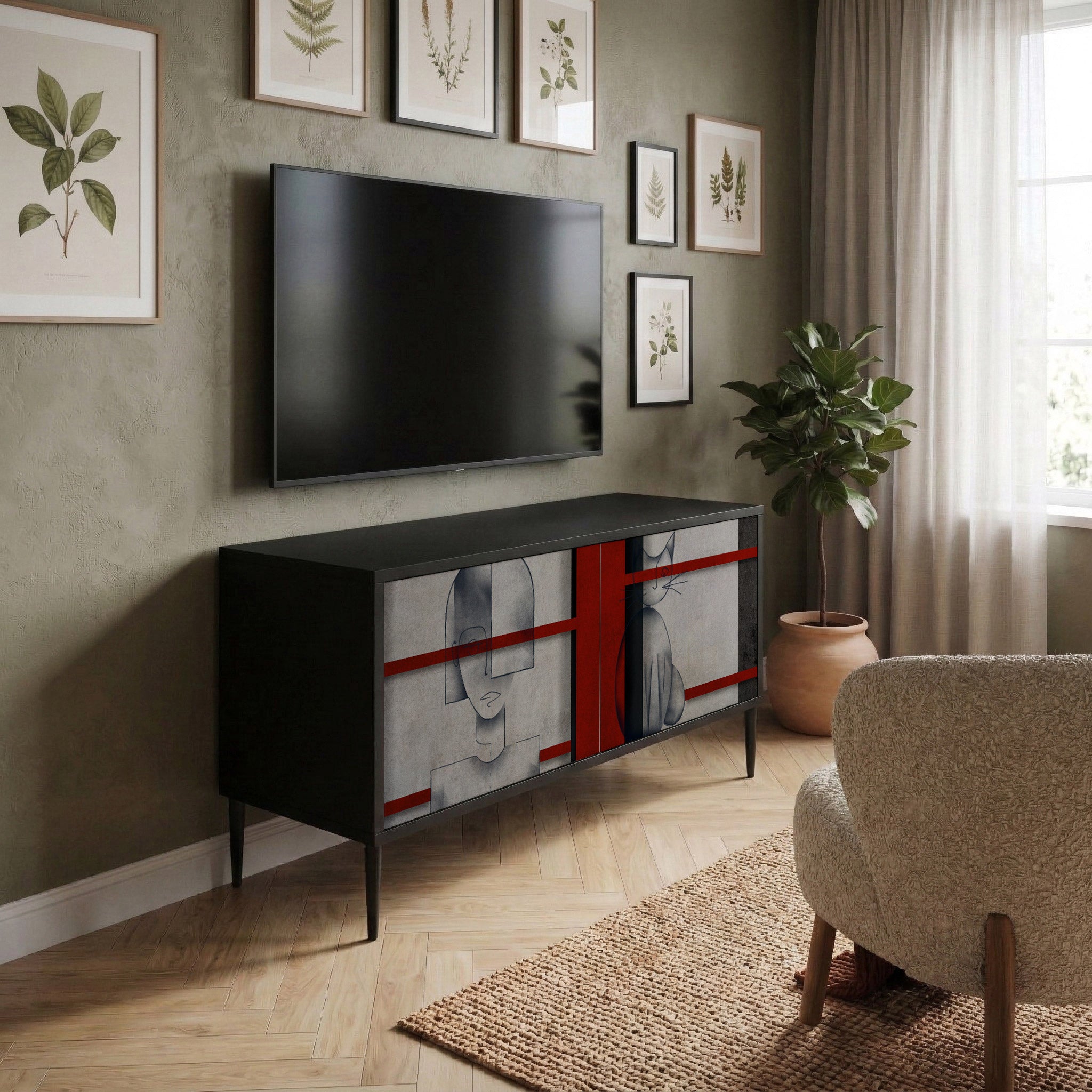 GRAY FIGURES Compact 2-Door TV Cabinet