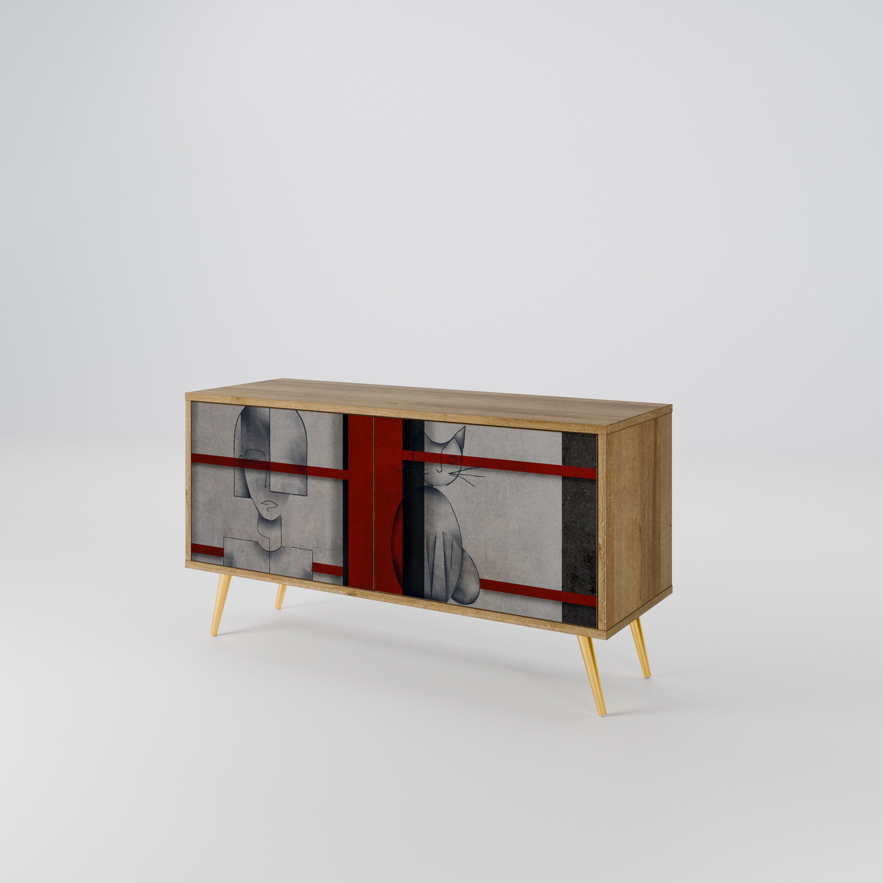 GRAY FIGURES Mueble de TV Compacto de 2 puertas