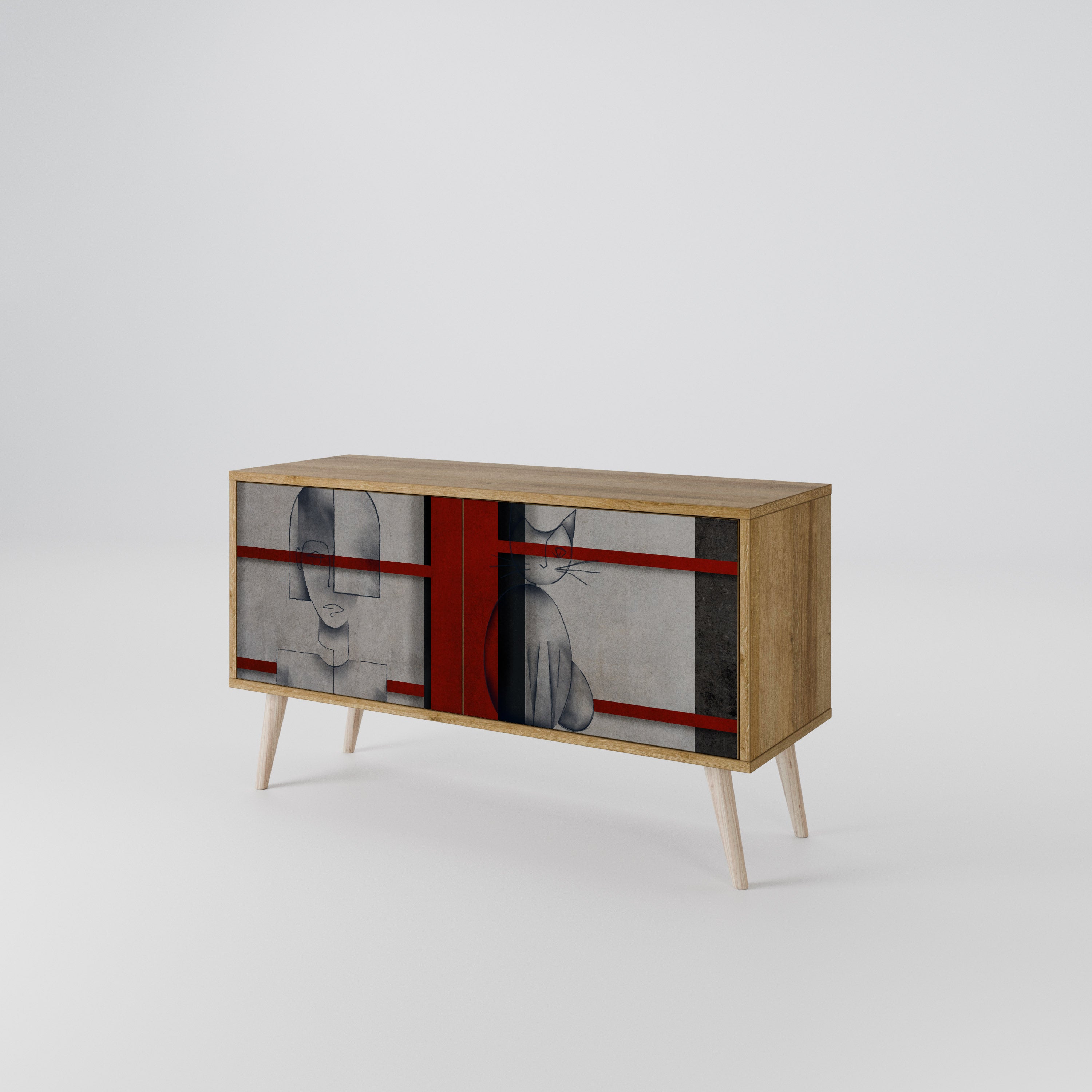 GRAY FIGURES Mueble de TV Compacto de 2 puertas