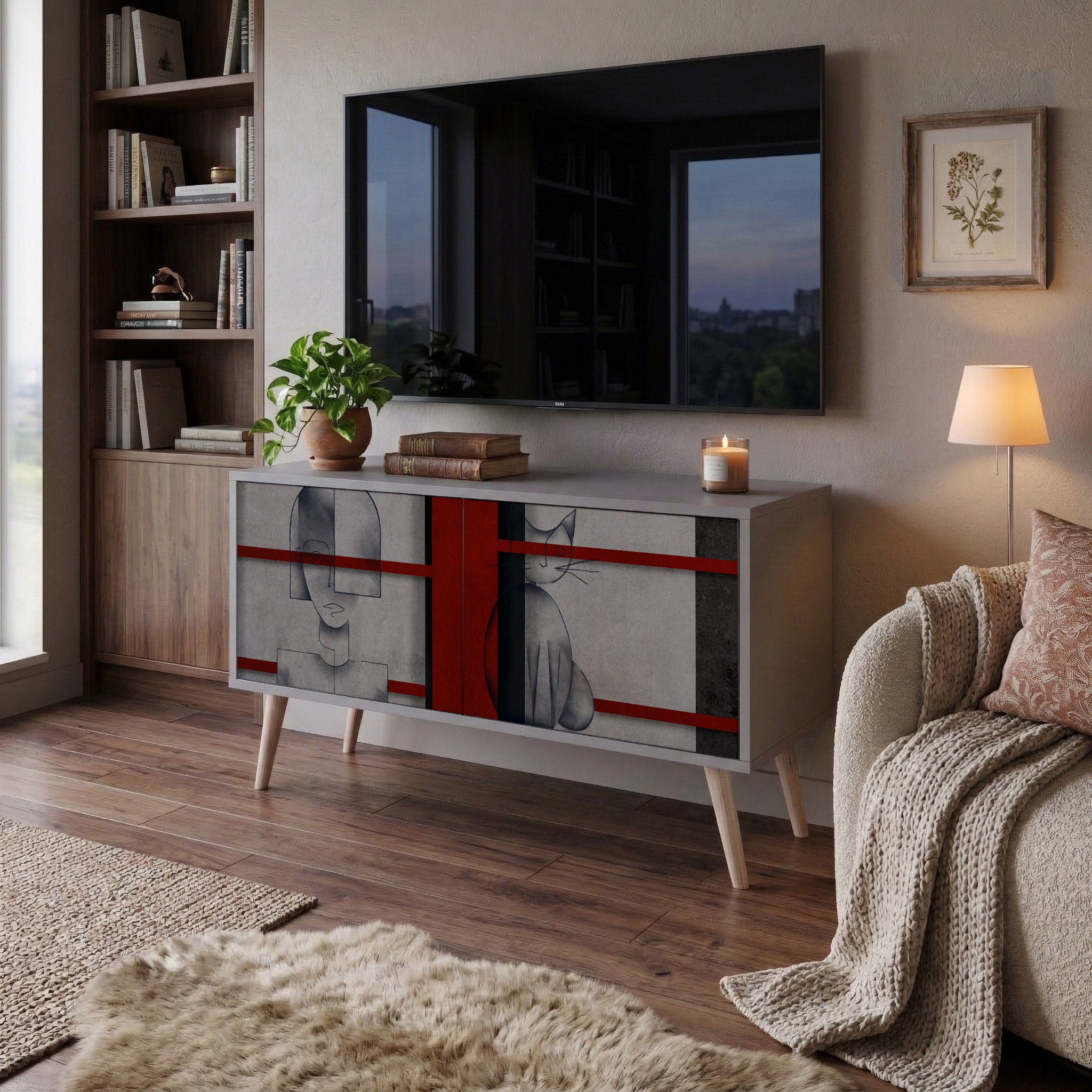 GRAY FIGURES Kompaktní dvoudveřový TV stolek