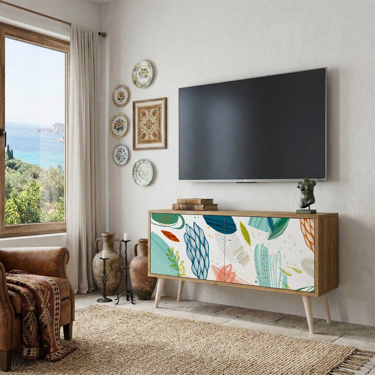 BOTANICAL HURRICANE Móvel de TV Compacto de 2 Portas