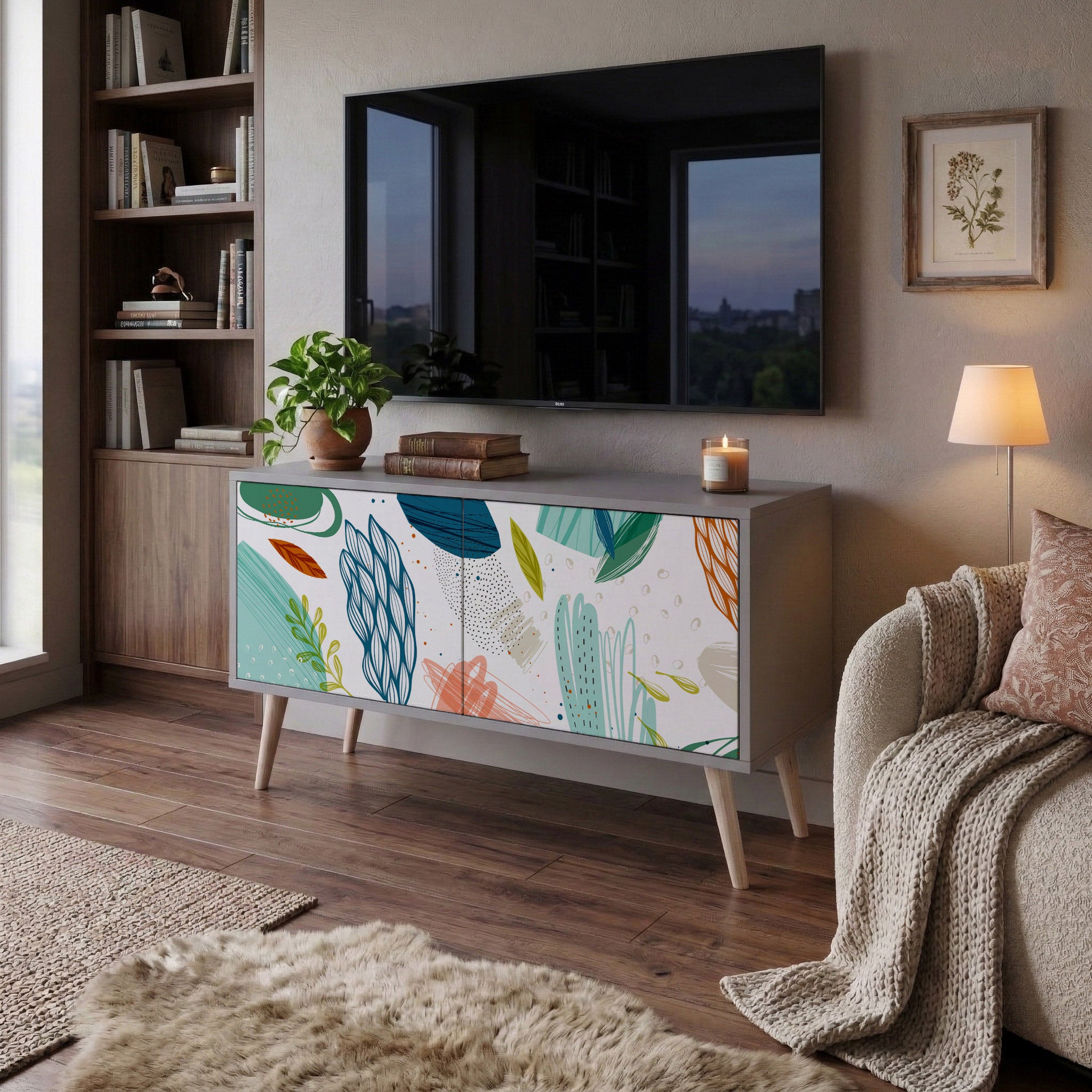 BOTANICAL HURRICANE Kompaktní dvoudveřový TV stolek