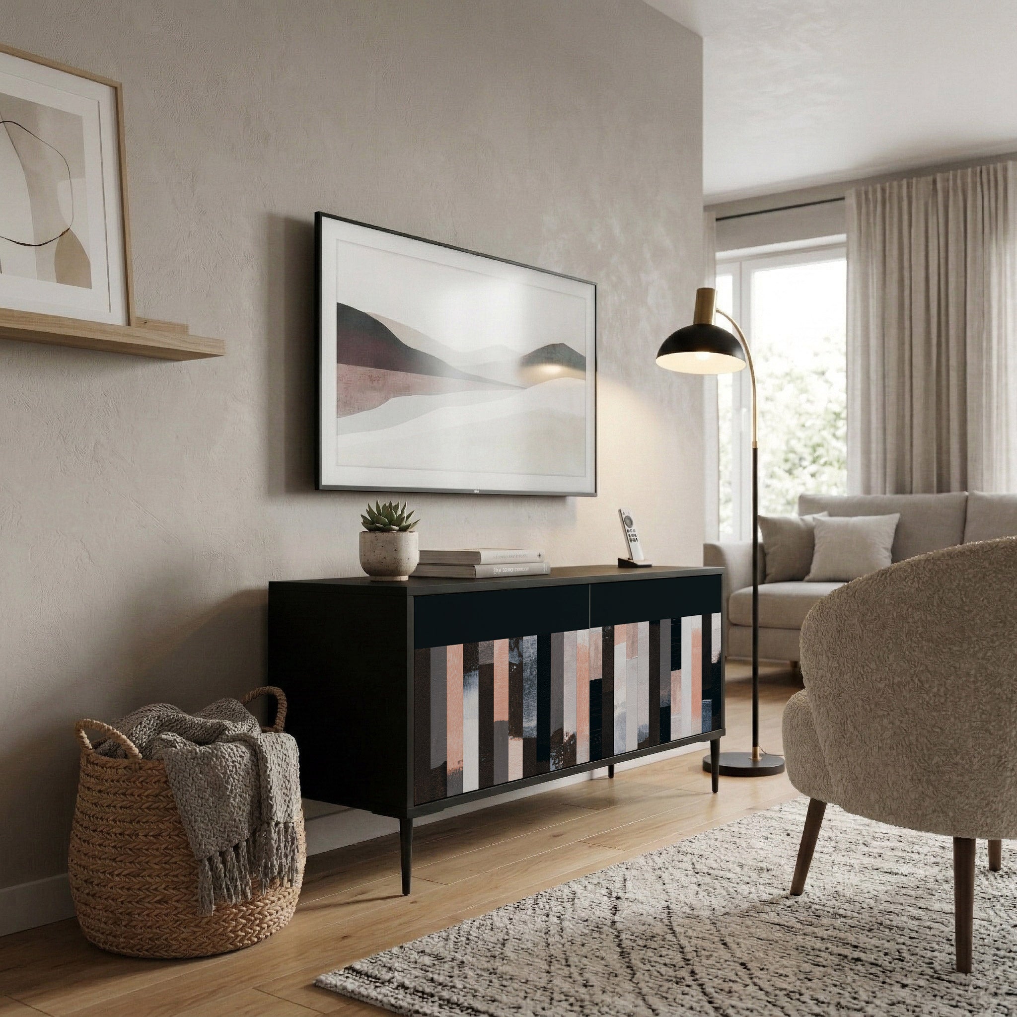 COLLAGE OF RECTANGLES Kompaktes 2-türiges TV-Lowboard