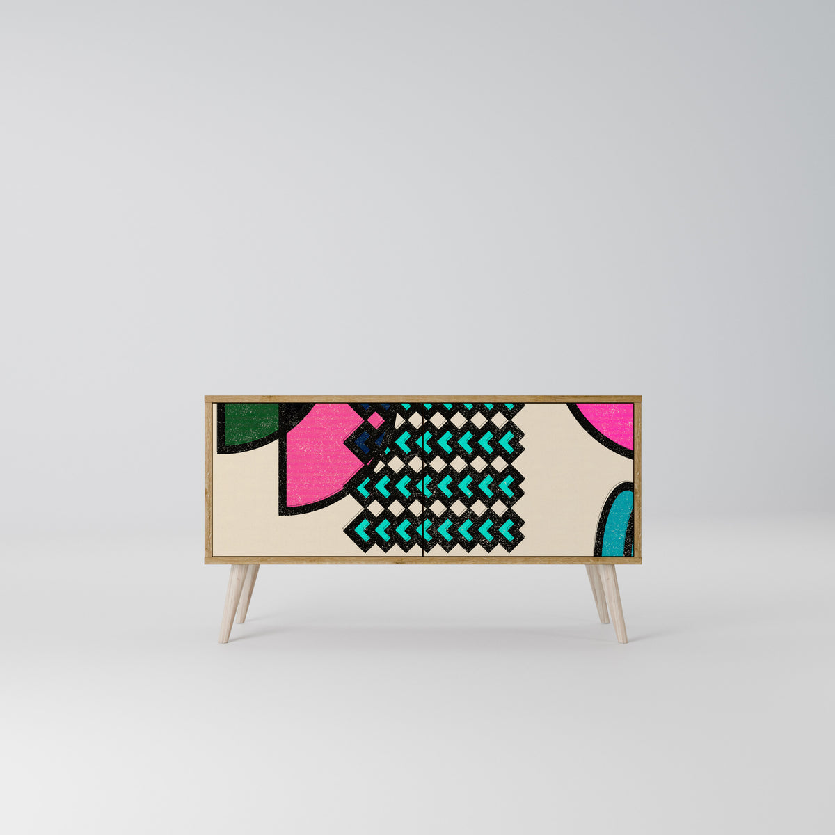 GEOMETRIC RHAPSODY Kompakt TV-bänk med 2 dörrar
