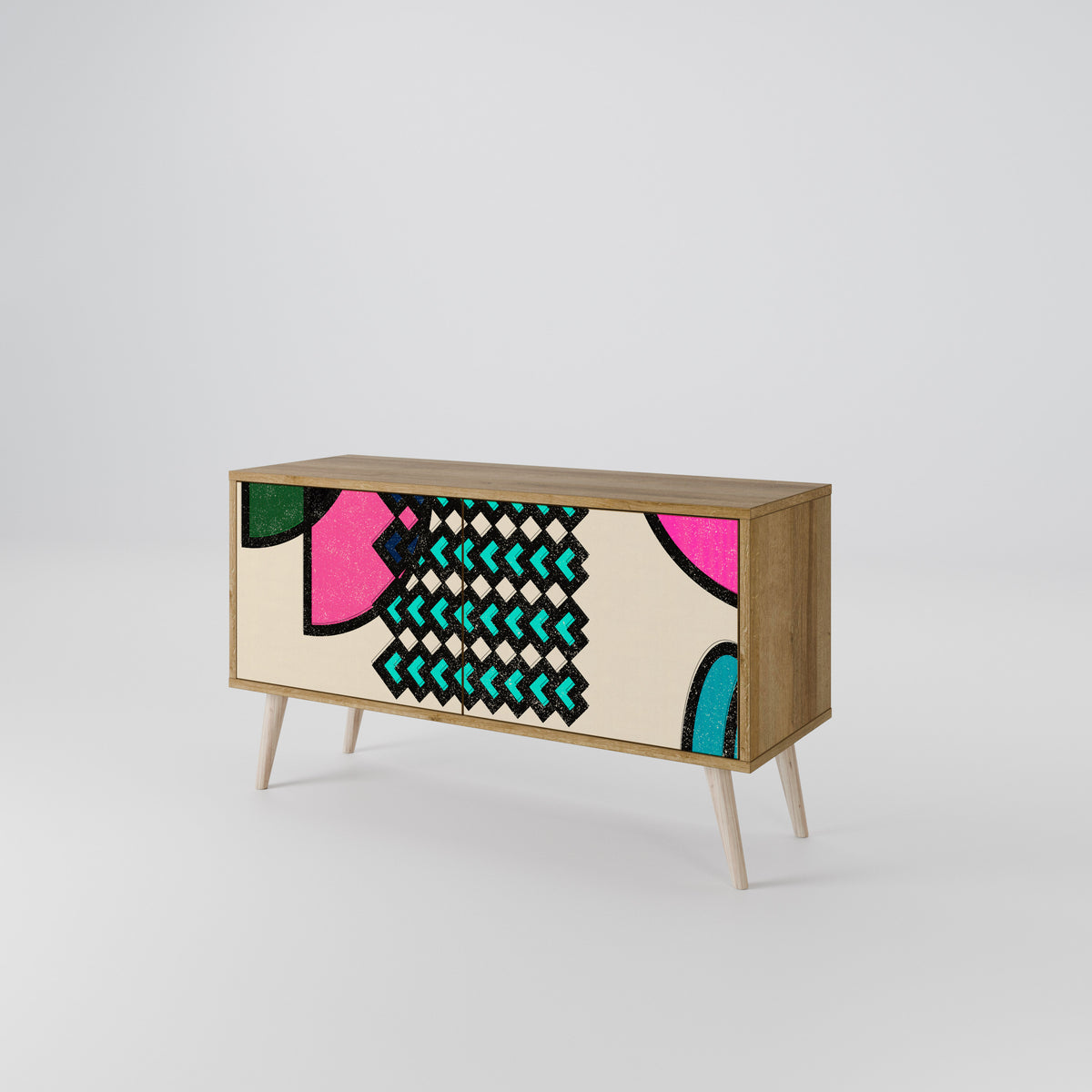 GEOMETRIC RHAPSODY Kompakt TV-bänk med 2 dörrar