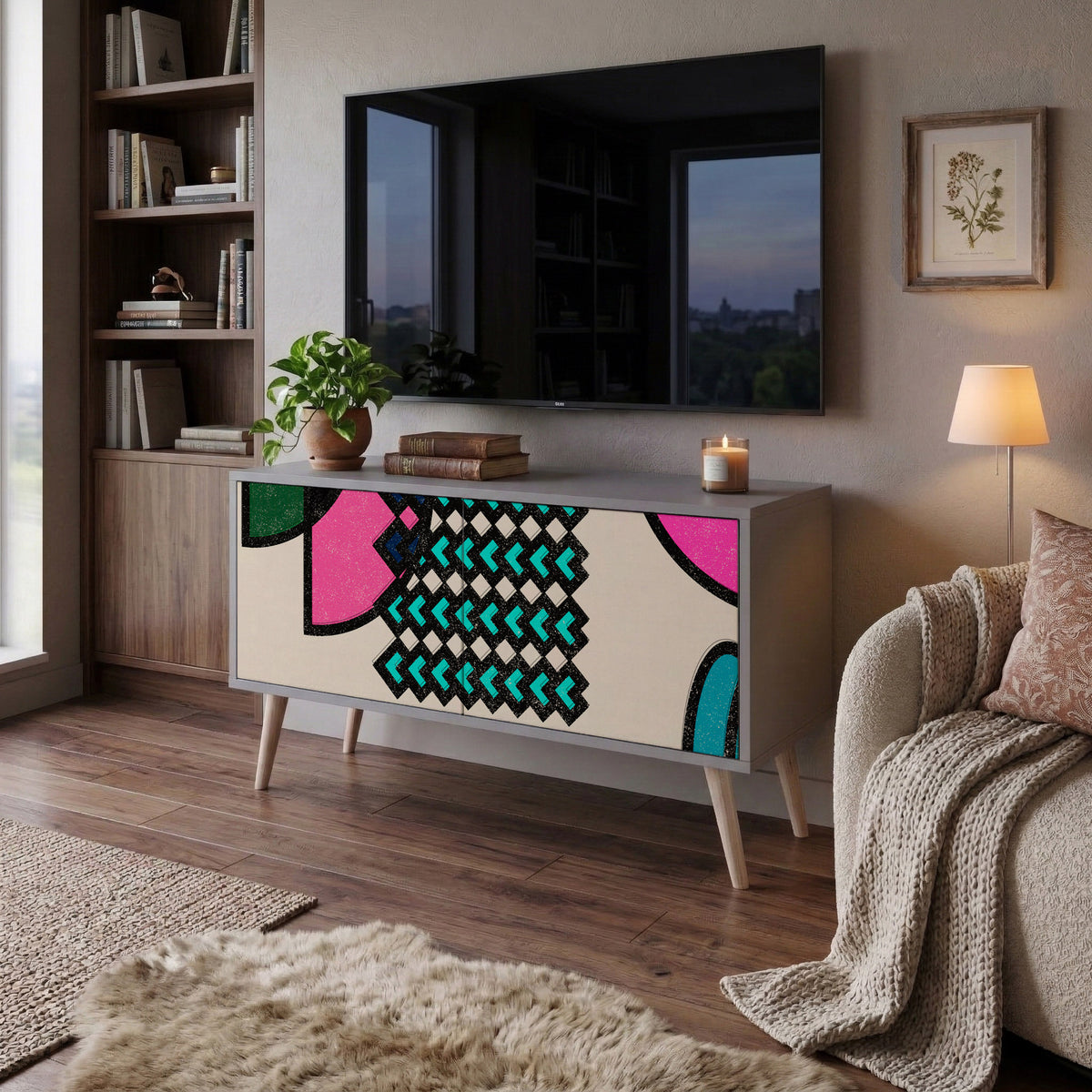 GEOMETRIC RHAPSODY Mueble de TV Compacto de 2 puertas