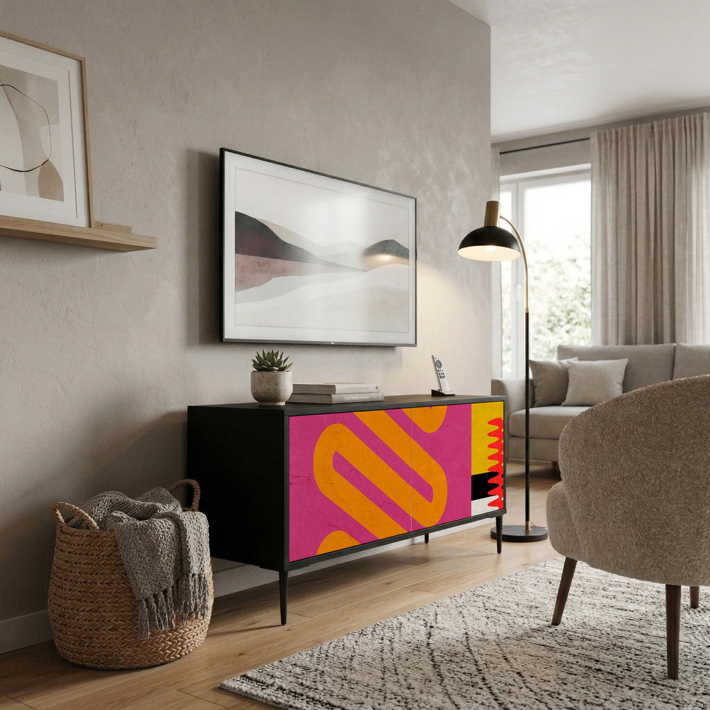 VIVID ART Mueble de TV Compacto de 2 puertas