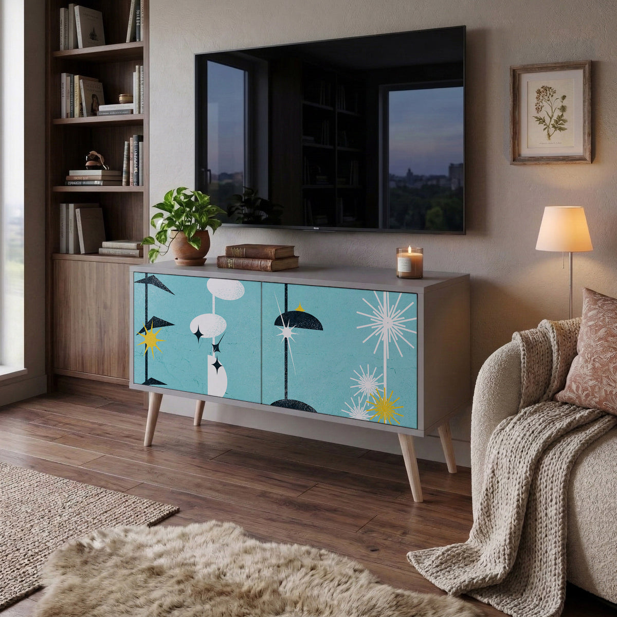 PATHS TO HAPPINESS Kompaktní dvoudveřový TV stolek