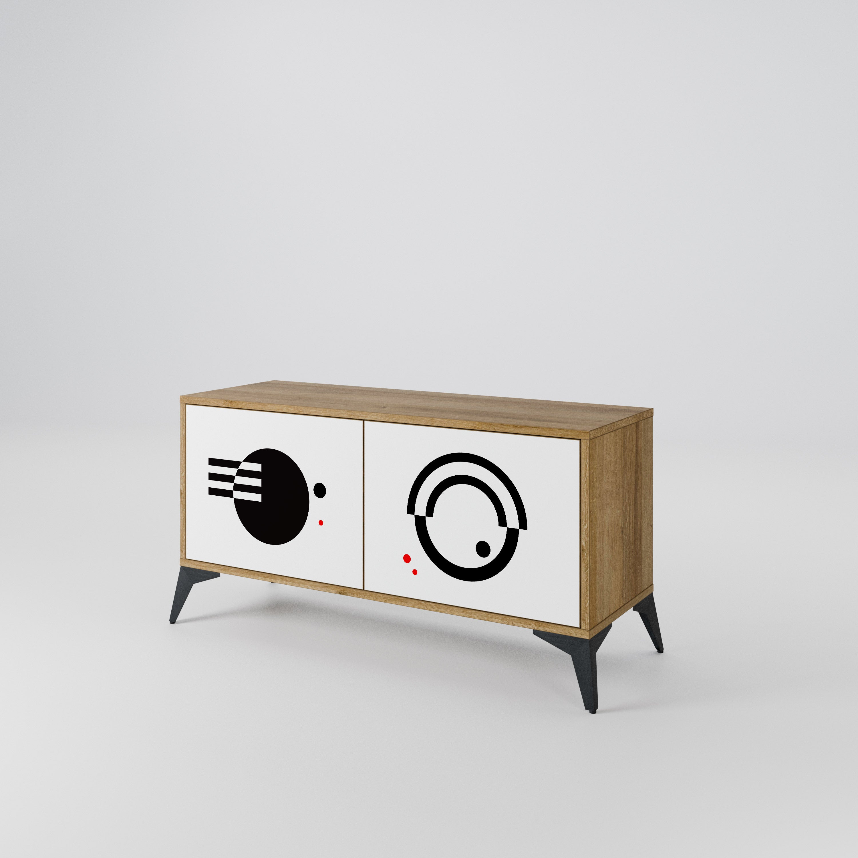 BLACK AND WHITE COMBINATION Compact 2-Door TV Cabinet