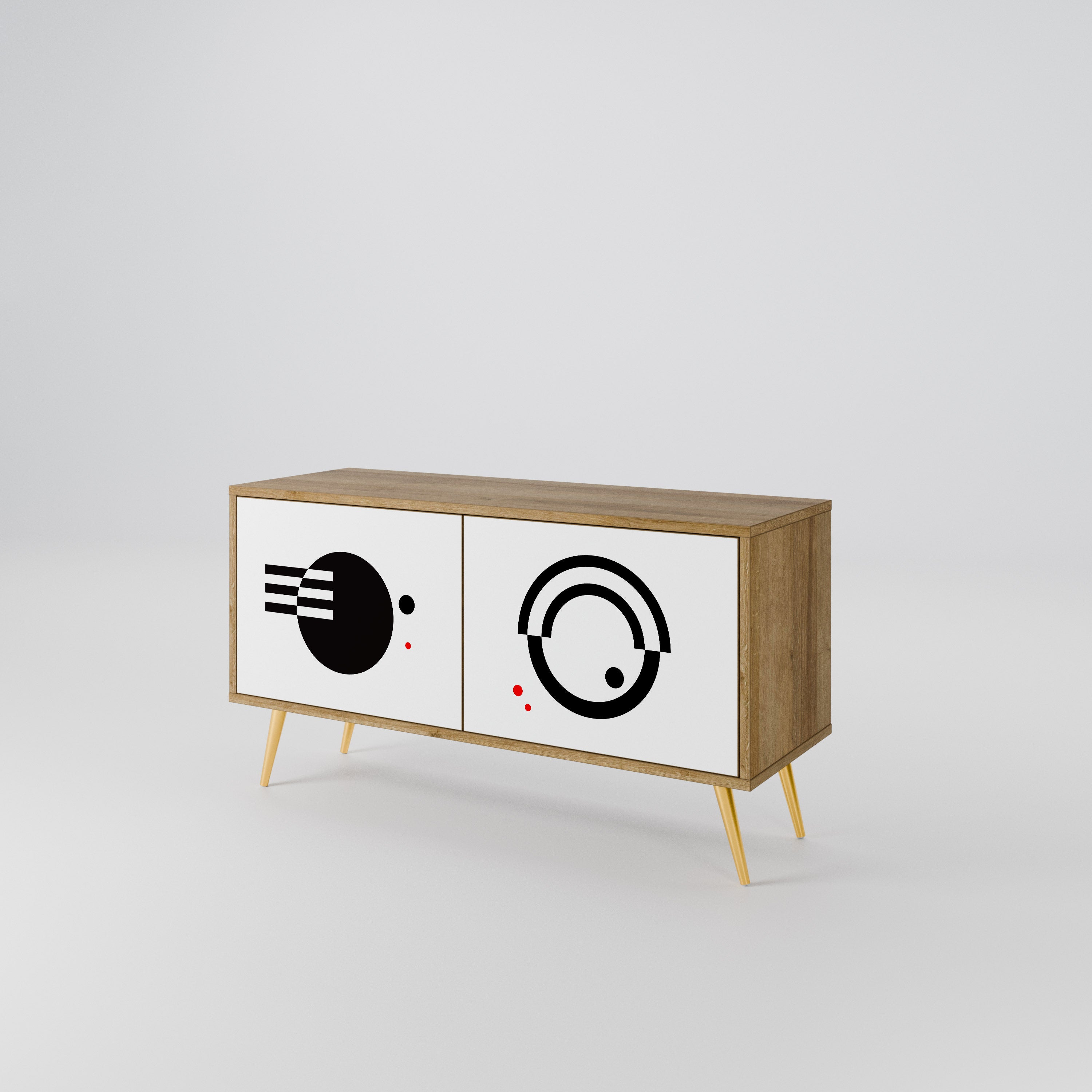 BLACK AND WHITE COMBINATION Compact 2-Door TV Cabinet