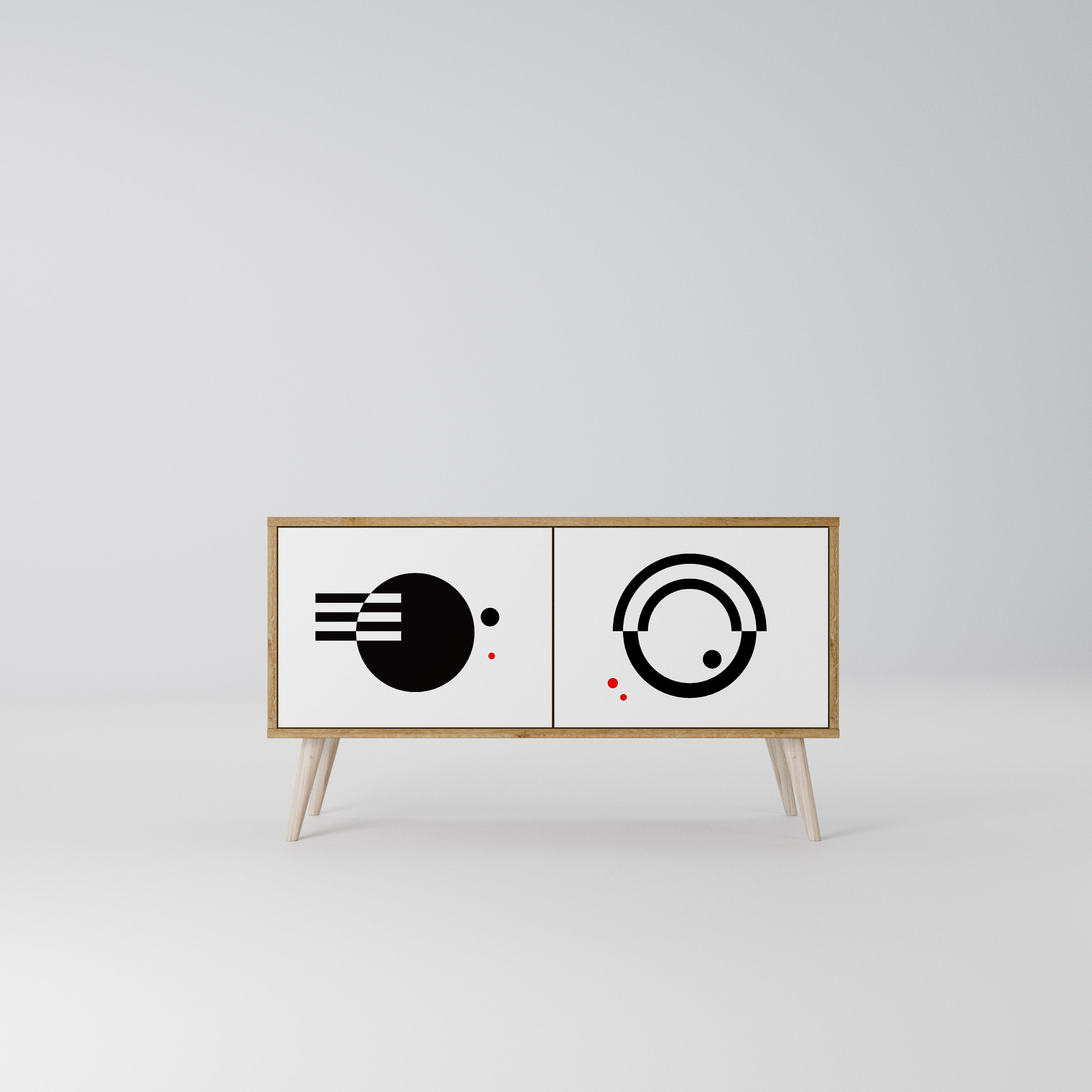 BLACK AND WHITE COMBINATION Compact 2-Door TV Cabinet