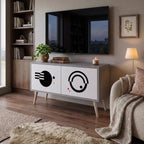 BLACK AND WHITE COMBINATION Compact 2-Door TV Cabinet