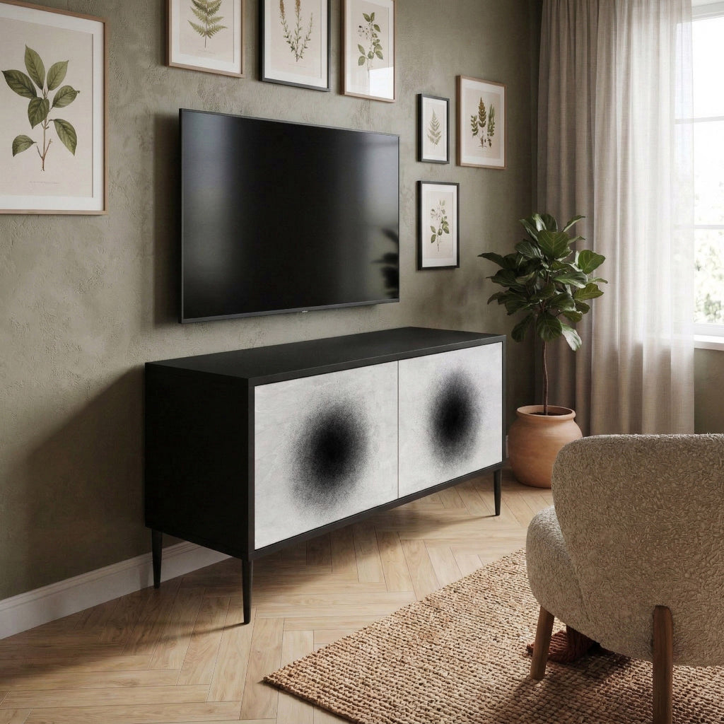 BLACK HOLE Mueble de TV Compacto de 2 puertas