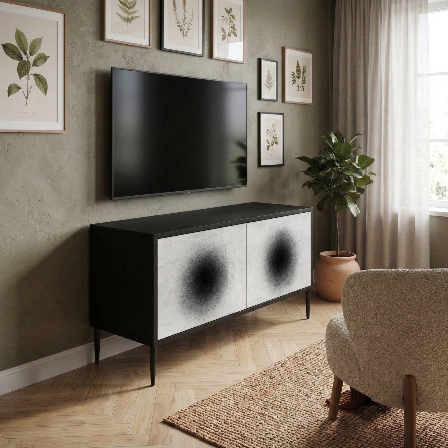 BLACK HOLE Móvel de TV Compacto de 2 Portas