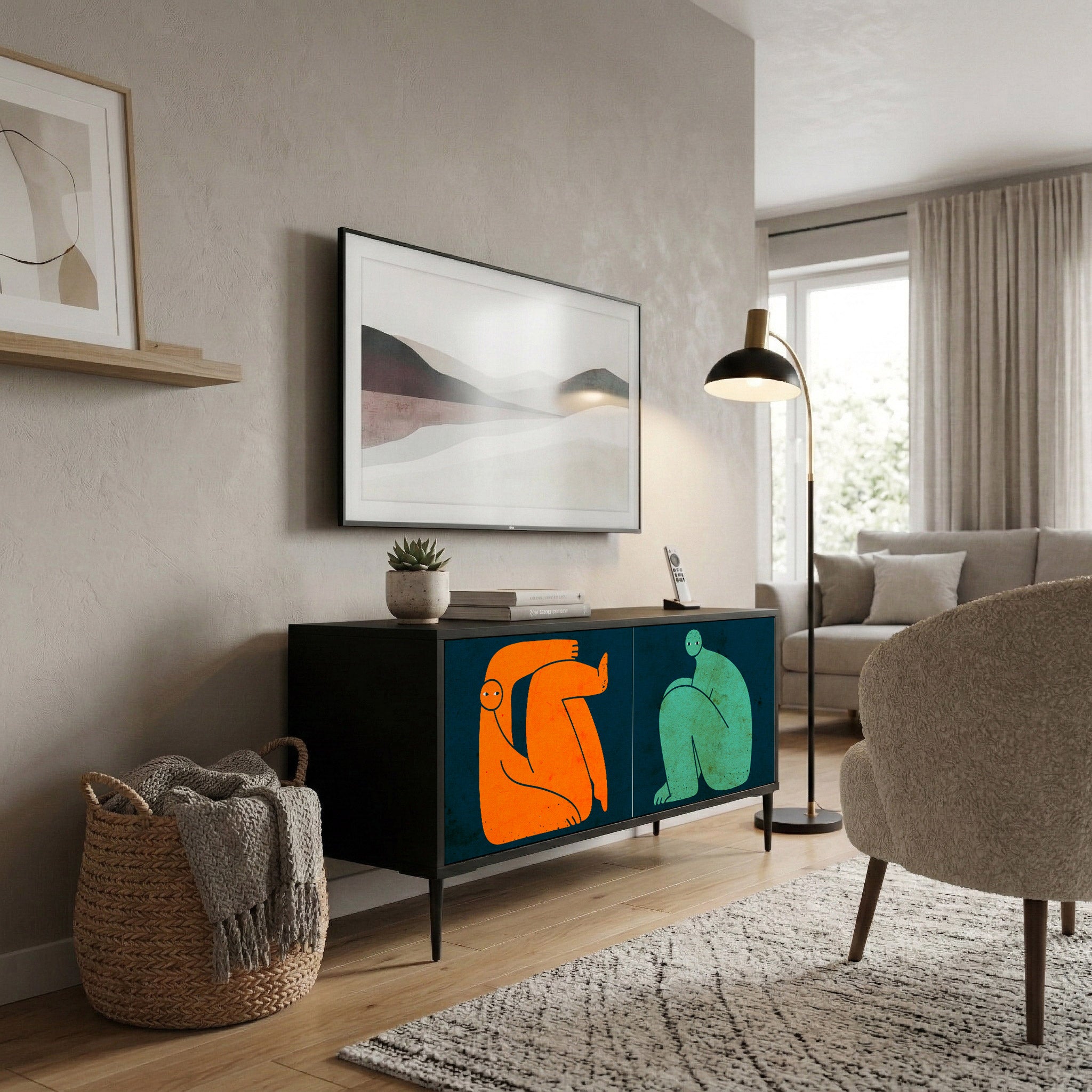 TOGETHER BUT SEPARATELY Mueble de TV Compacto de 2 puertas