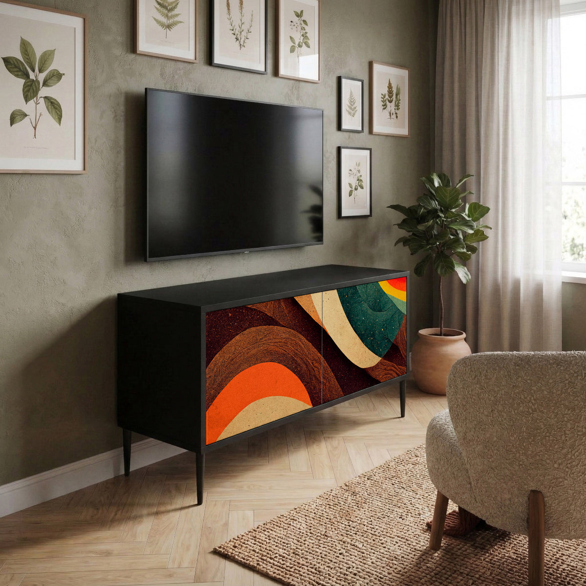COLORFUL STRANDS Kompakt TV-bänk med 2 dörrar