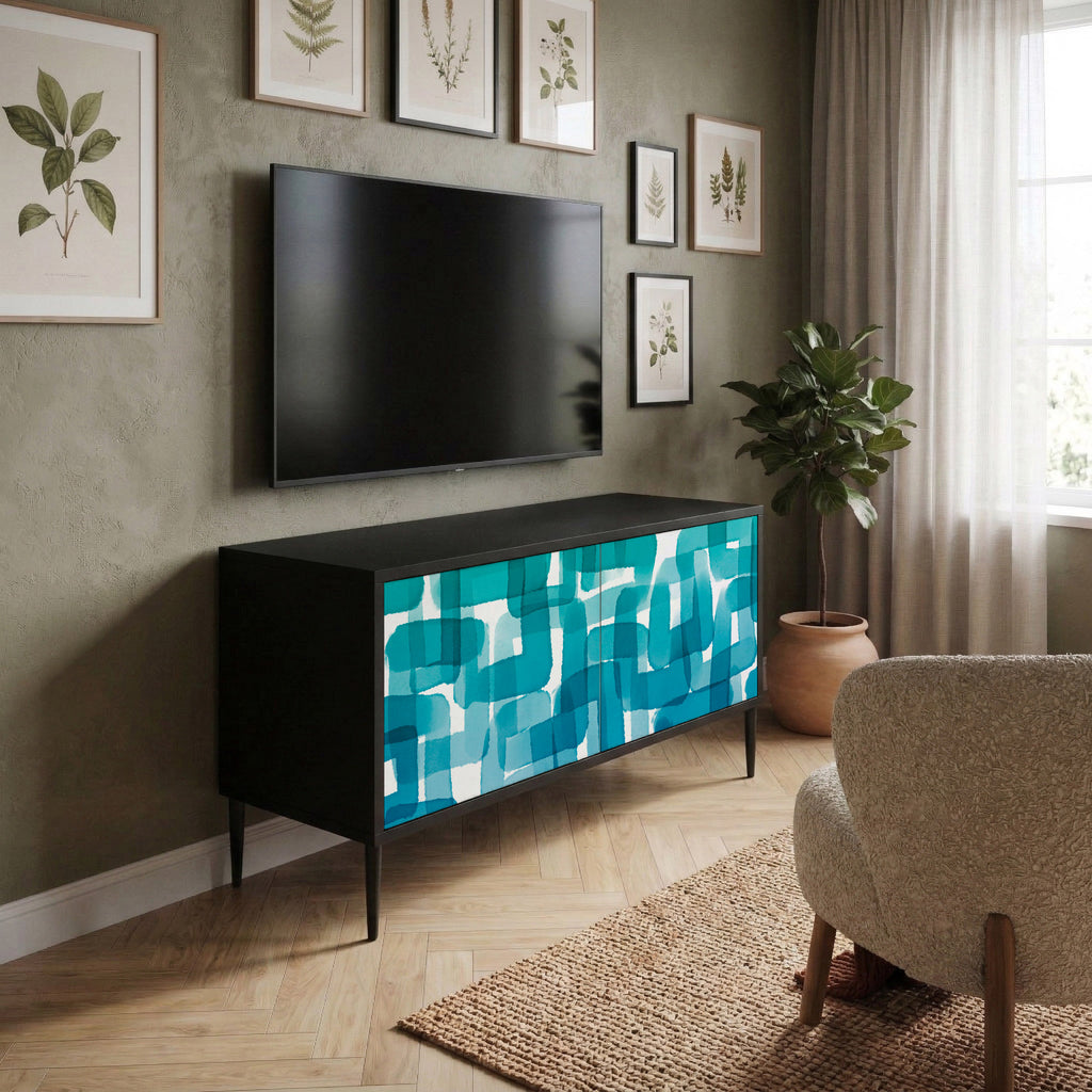 TURQUOISE RECTANGLES Kompaktní dvoudveřový TV stolek