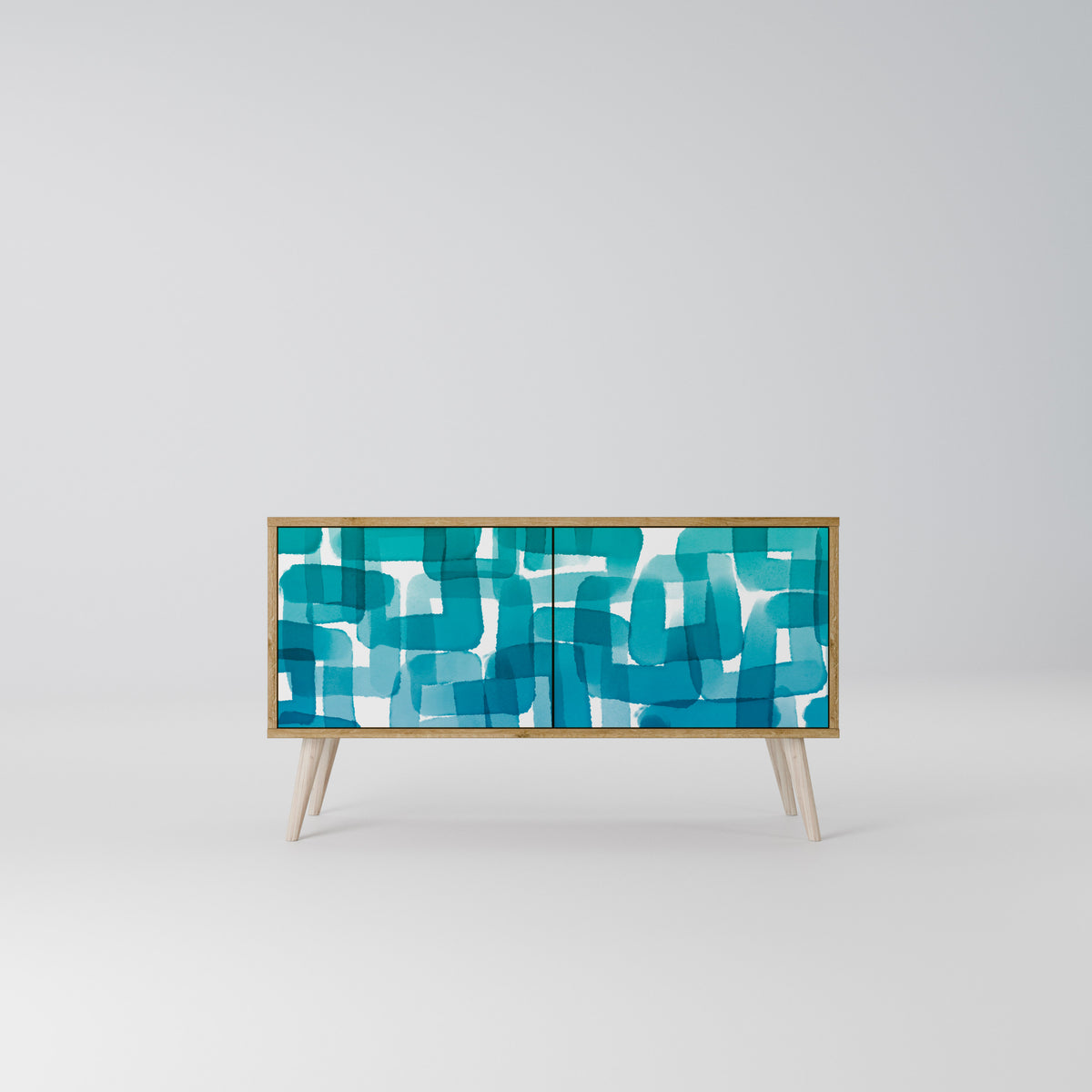 TURQUOISE RECTANGLES Kompaktní dvoudveřový TV stolek