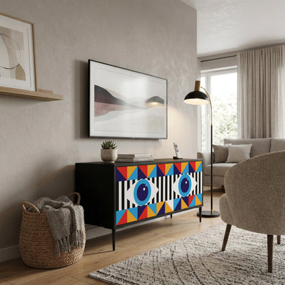 ABSTRACTION AND GEOMETRY Compact 2-Door TV Cabinet