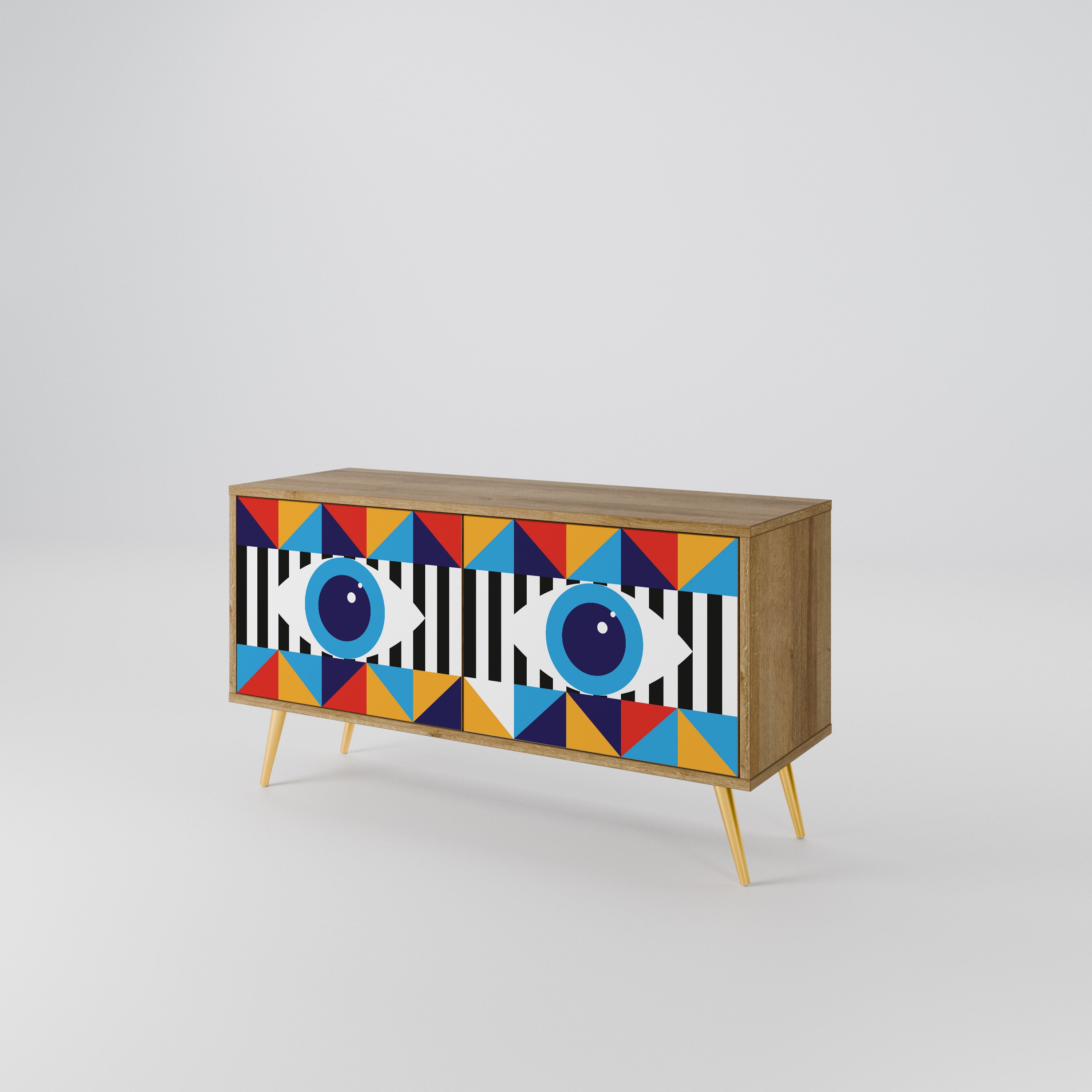 ABSTRACTION AND GEOMETRY Compact 2-Door TV Cabinet