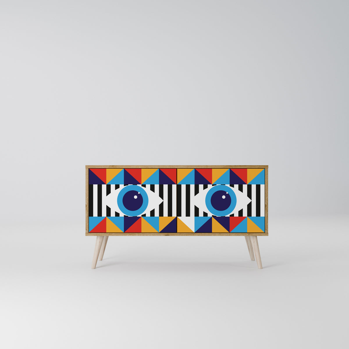 ABSTRACTION AND GEOMETRY Compact 2-Door TV Cabinet