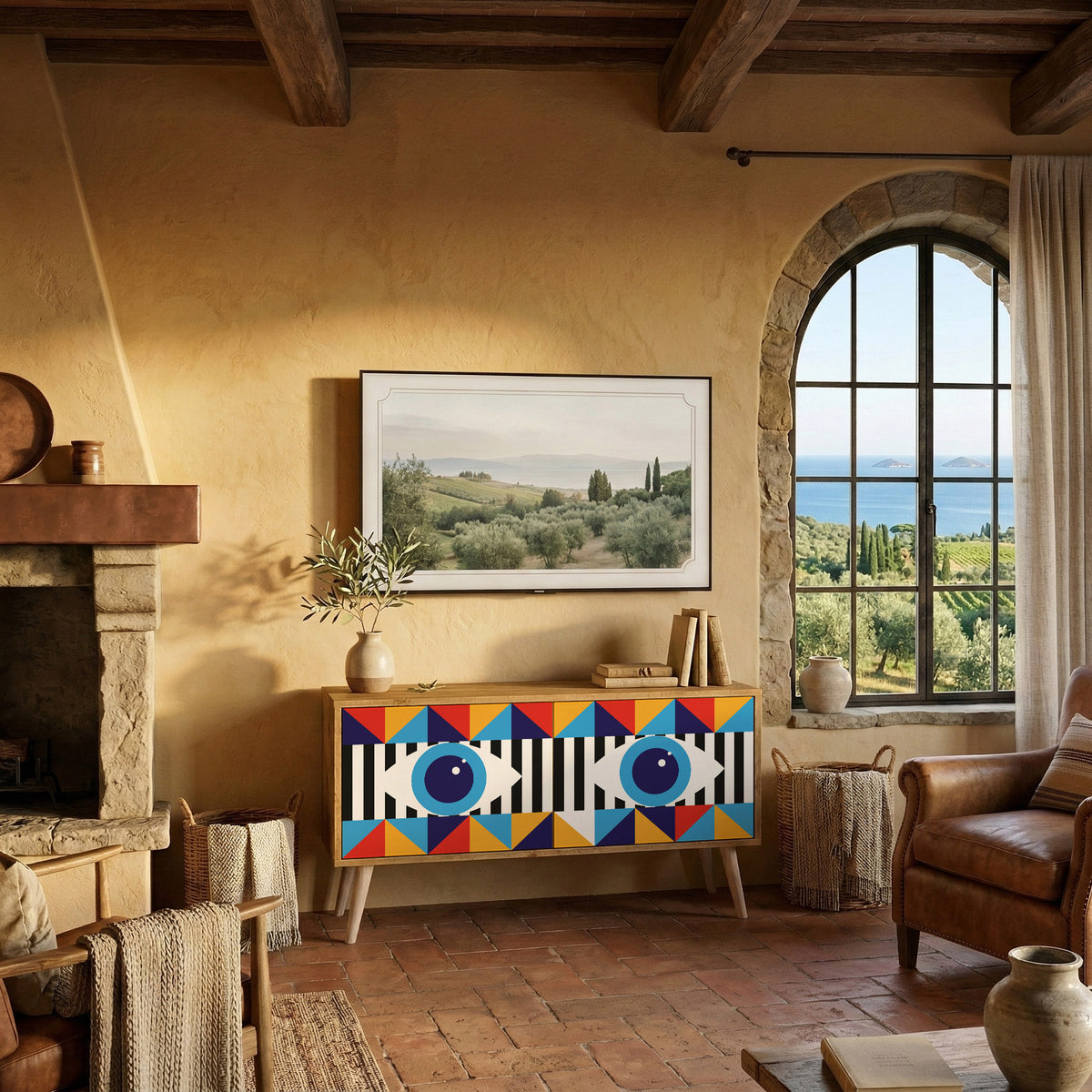 ABSTRACTION AND GEOMETRY Compact 2-Door TV Cabinet