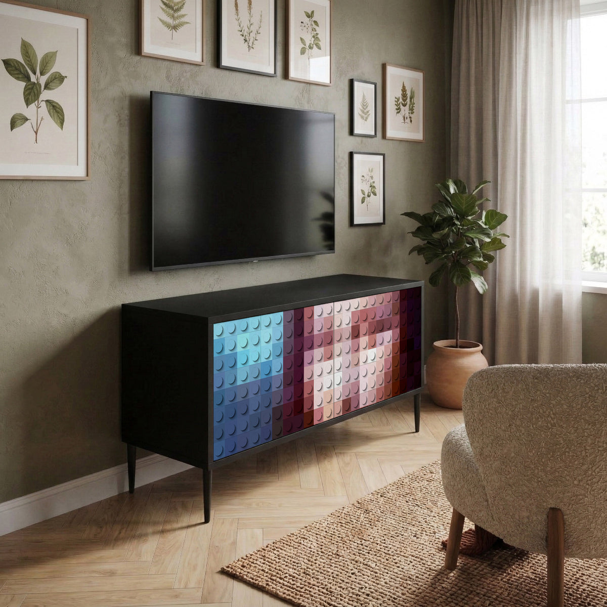 CONSTRUCTIVE ART Mueble de TV Compacto de 2 puertas