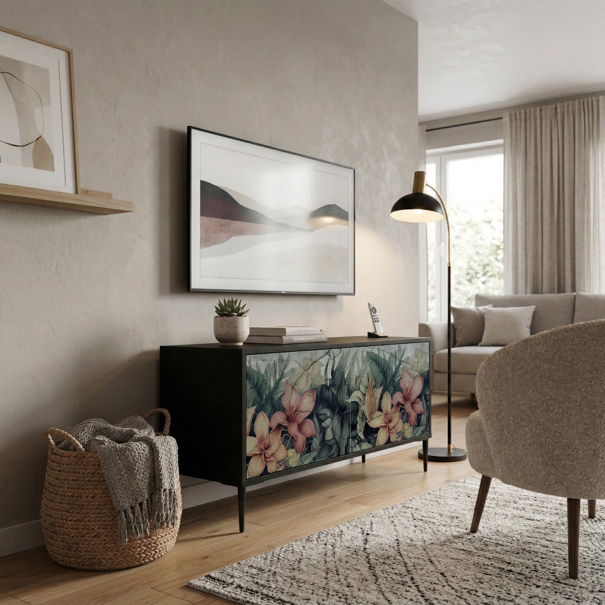 HEAVENLY BLOOM Mueble de TV Compacto de 2 puertas