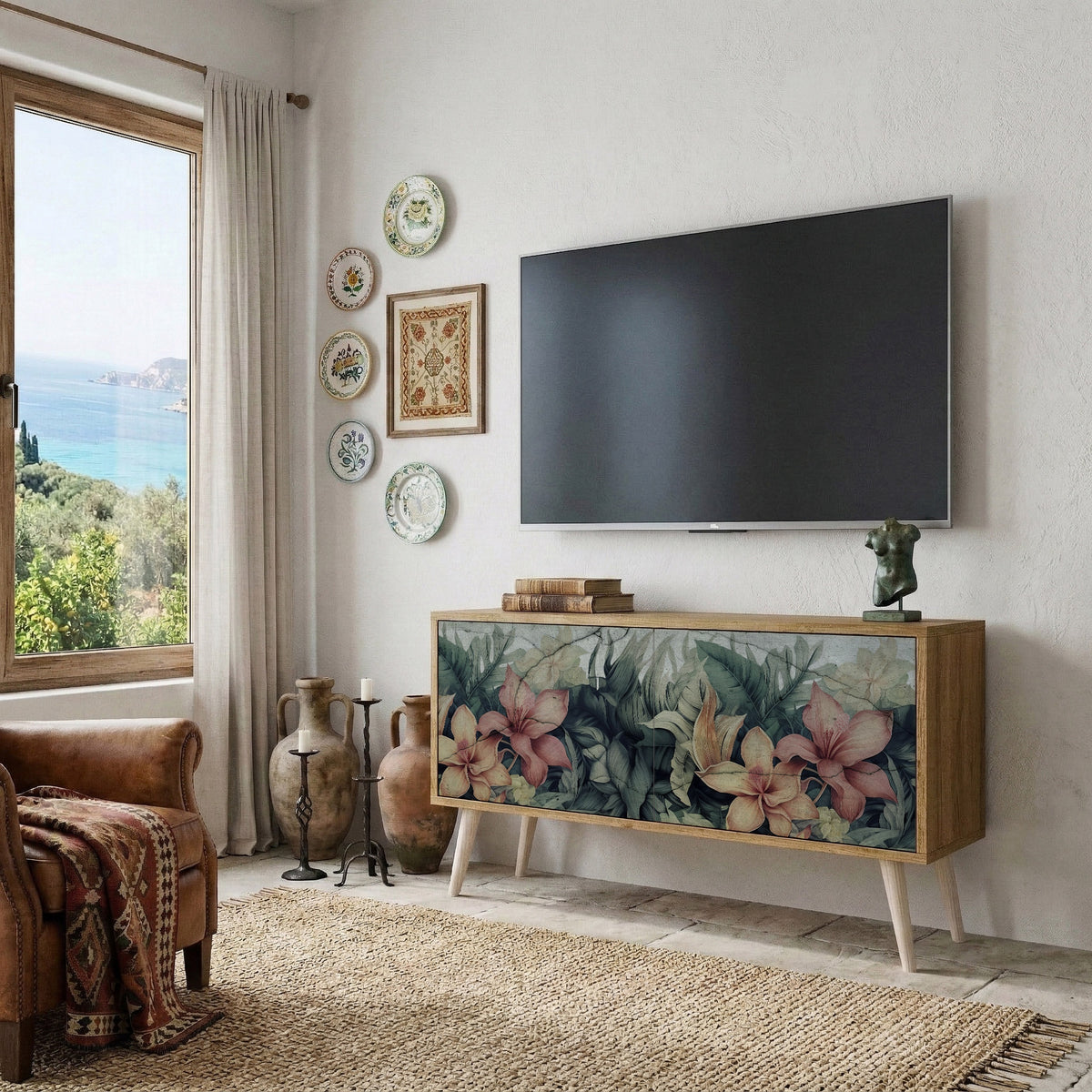 HEAVENLY BLOOM Kompakt TV-bänk med 2 dörrar