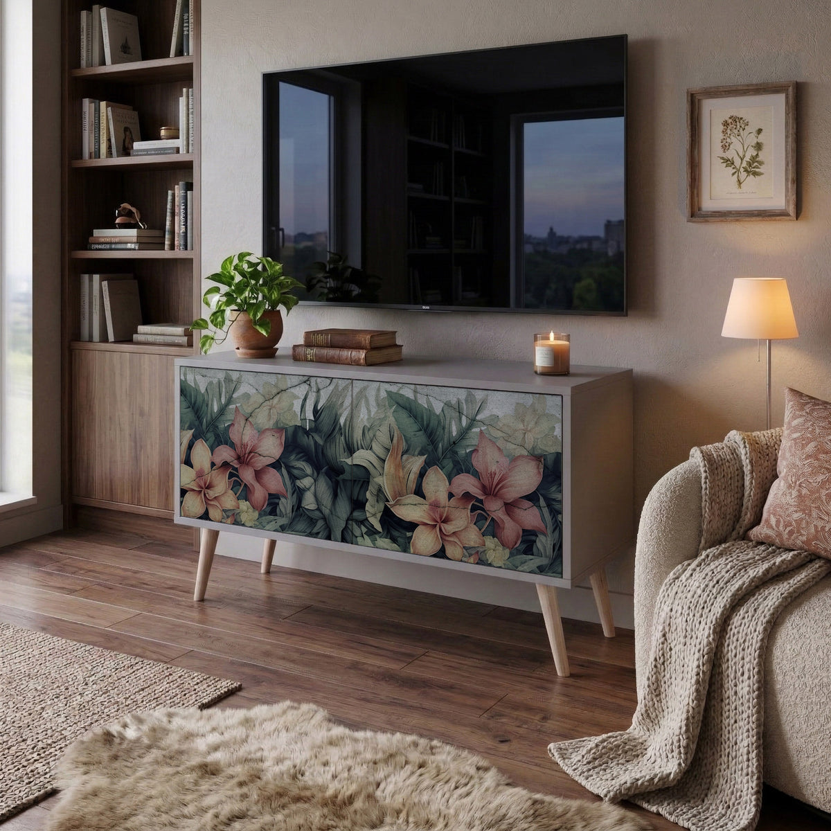 HEAVENLY BLOOM Kompakt TV-bänk med 2 dörrar