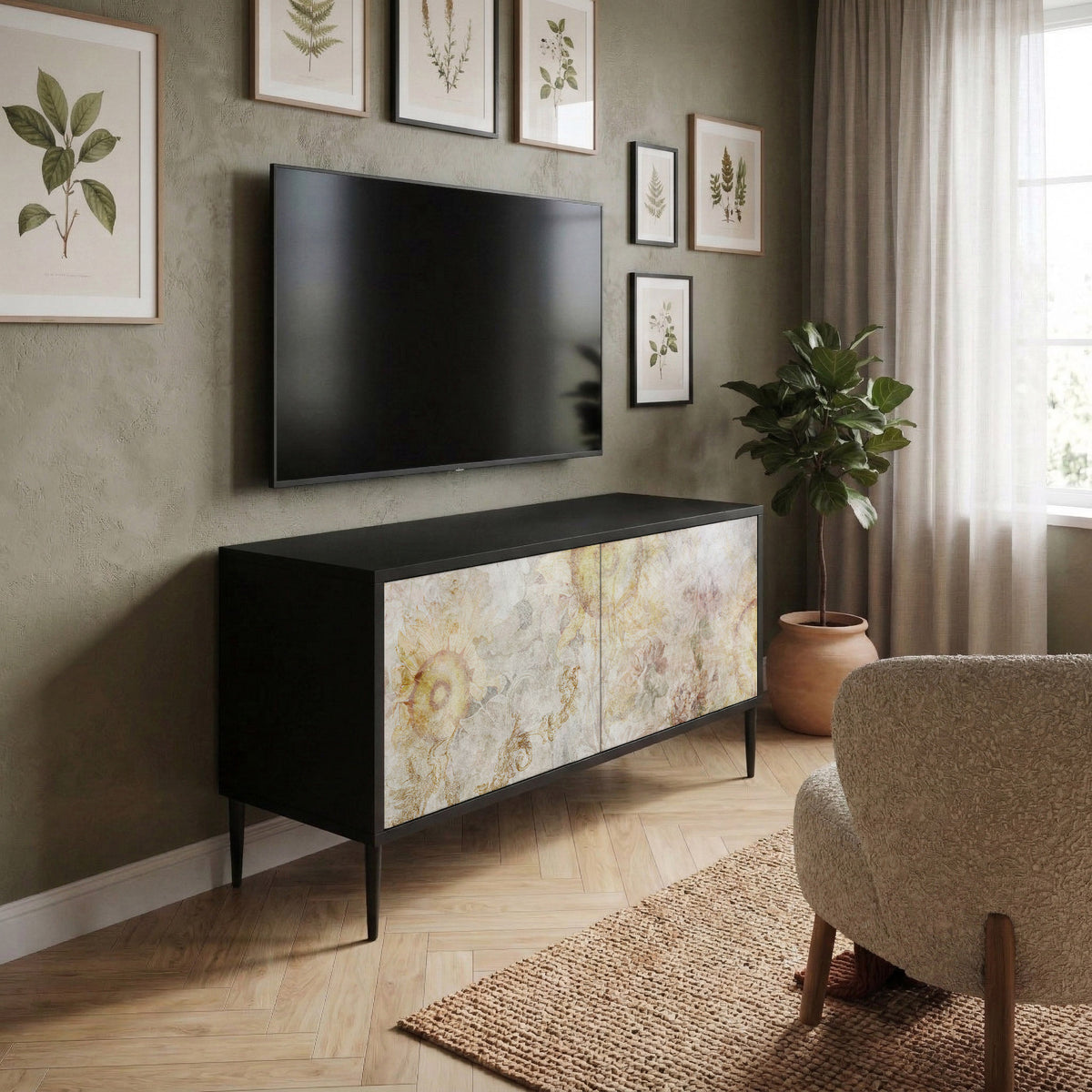 SUNFLOWER BLUR Kompakt TV-bänk med 2 dörrar