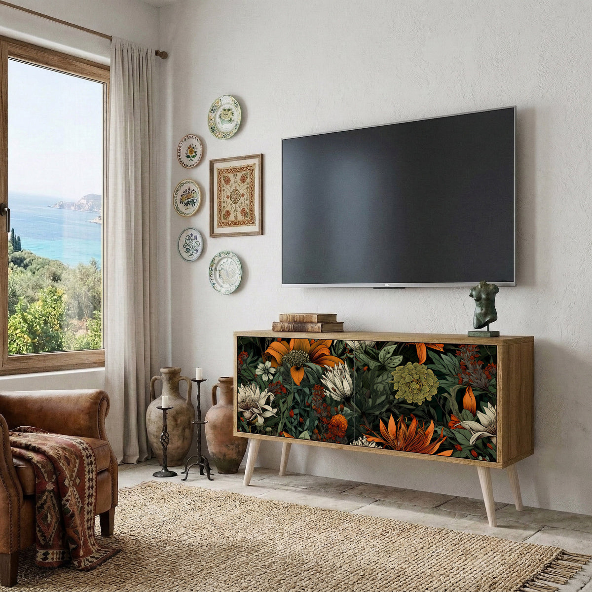 MIDNIGHT SPROUT Compact 2-Door TV Cabinet