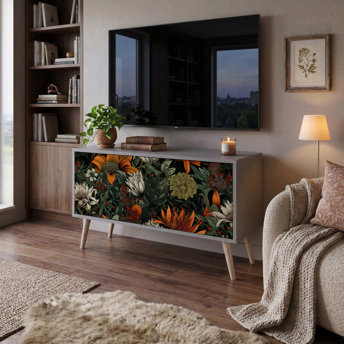 MIDNIGHT SPROUT Compact 2-Door TV Cabinet