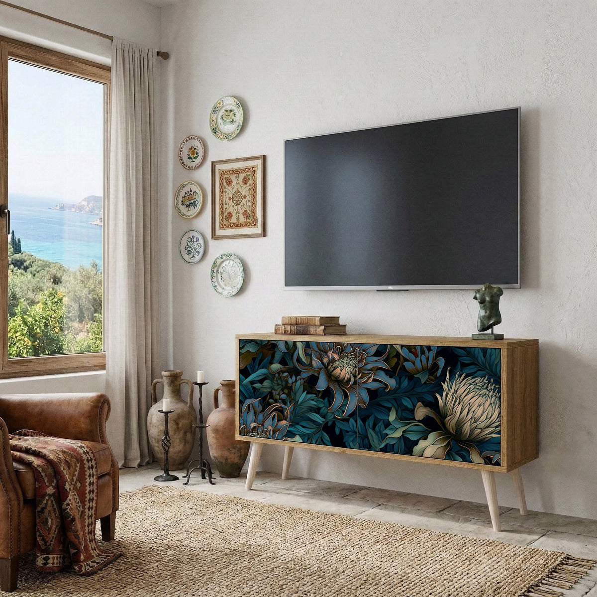 TWILIGHT BLOOM Kompakt TV-bänk med 2 dörrar