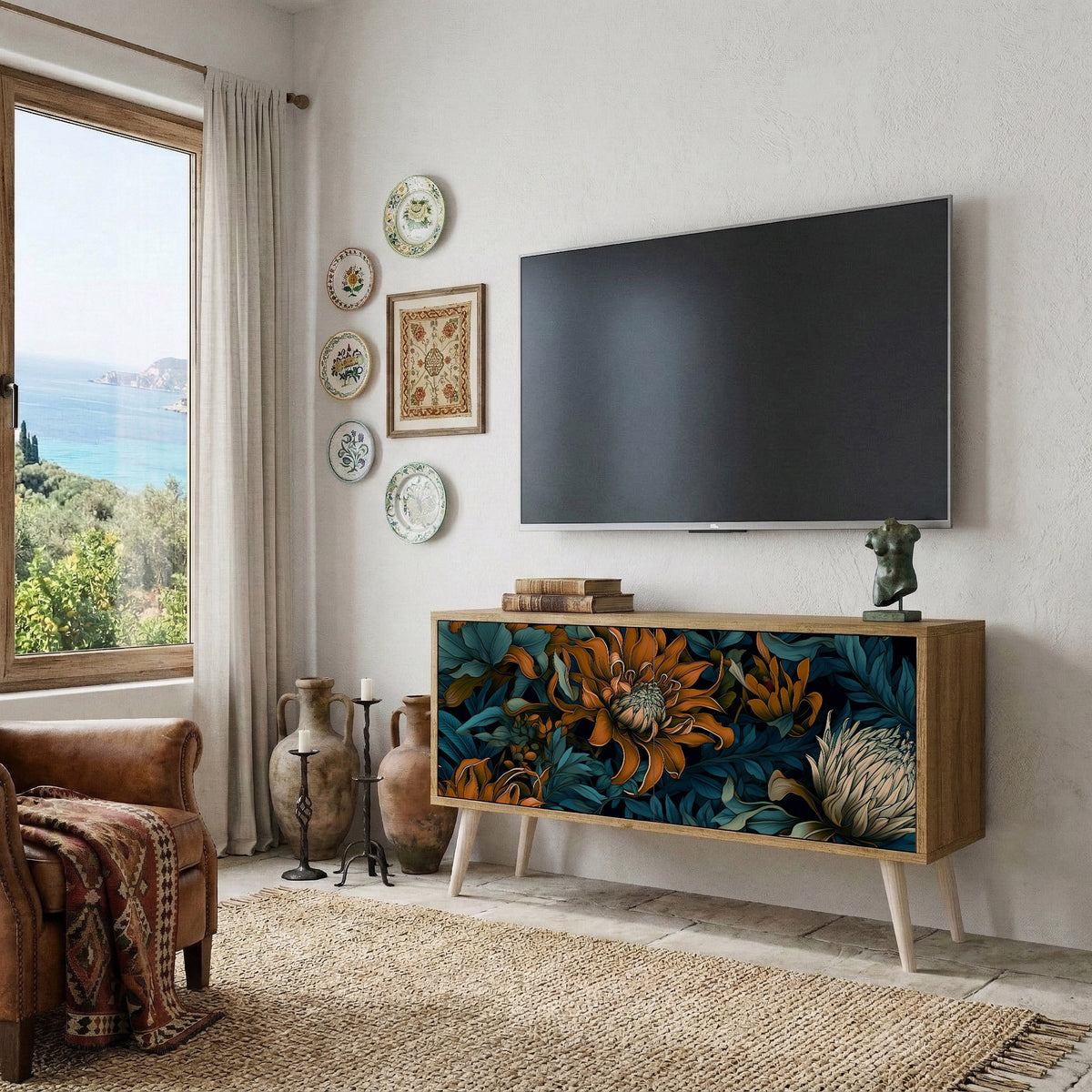 MORNING BLOOM Kompaktes 2-türiges TV-Lowboard