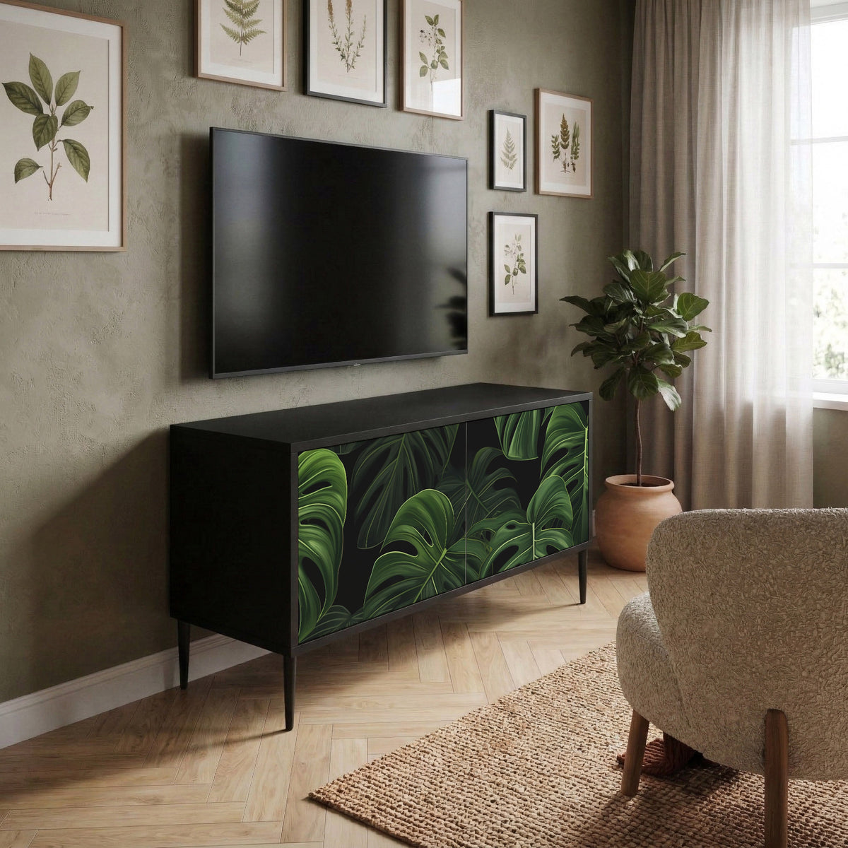 INFINITE MONSTERA Kompakt TV-bänk med 2 dörrar