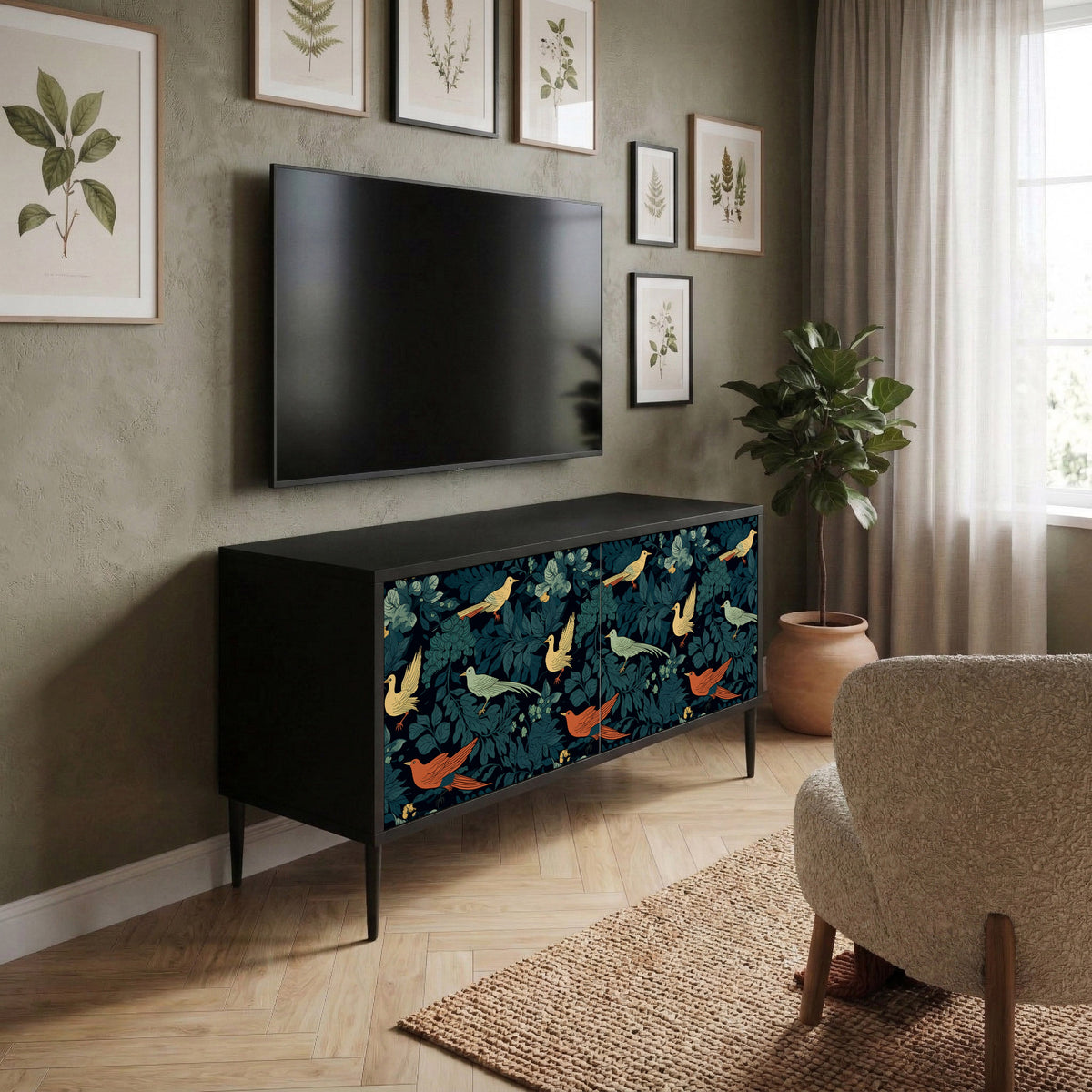 FOWL ORNAMENT Kompaktní dvoudveřový TV stolek