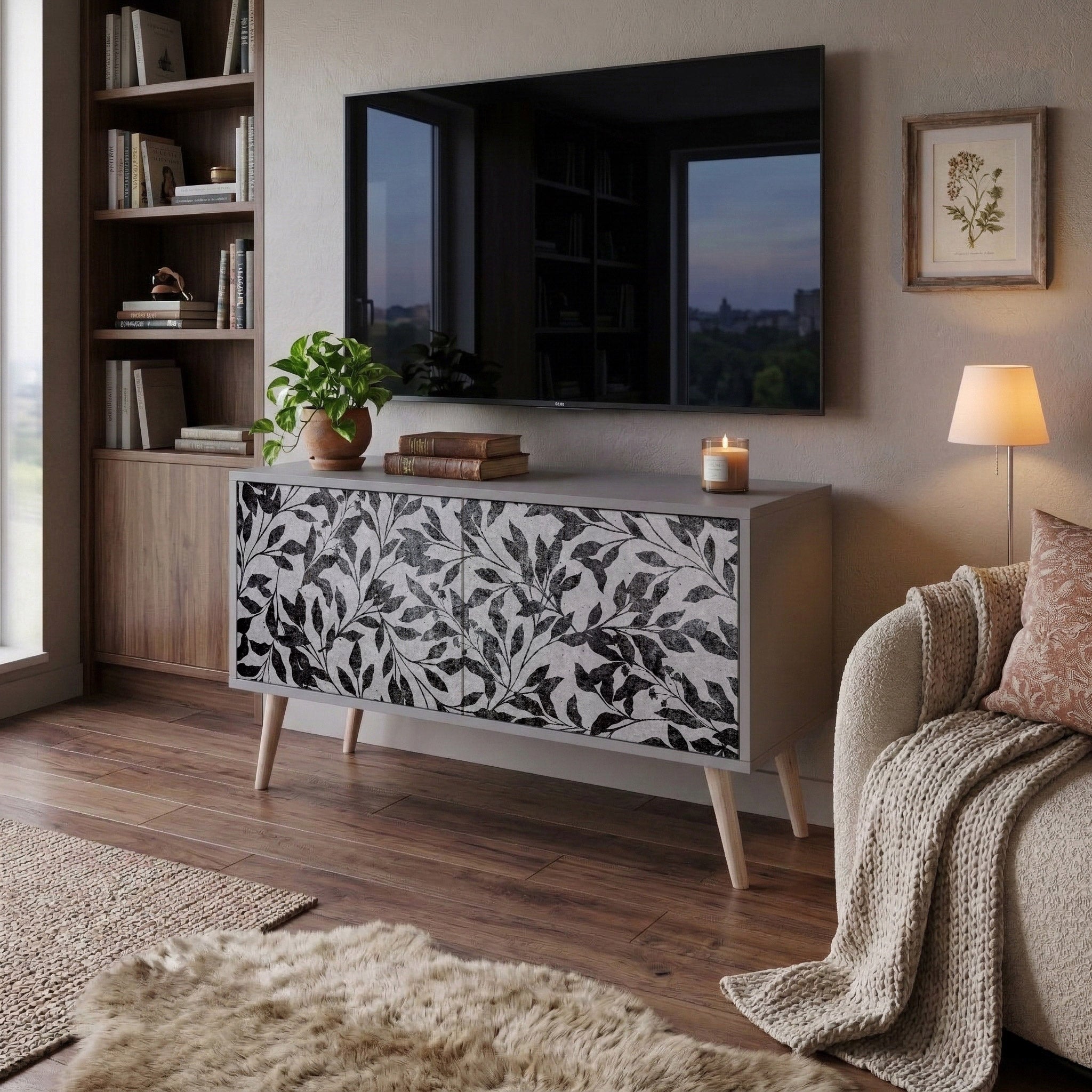 CHARCOAL SPROUT Συμπαγές έπιπλο τηλεόρασης 2-θυρών