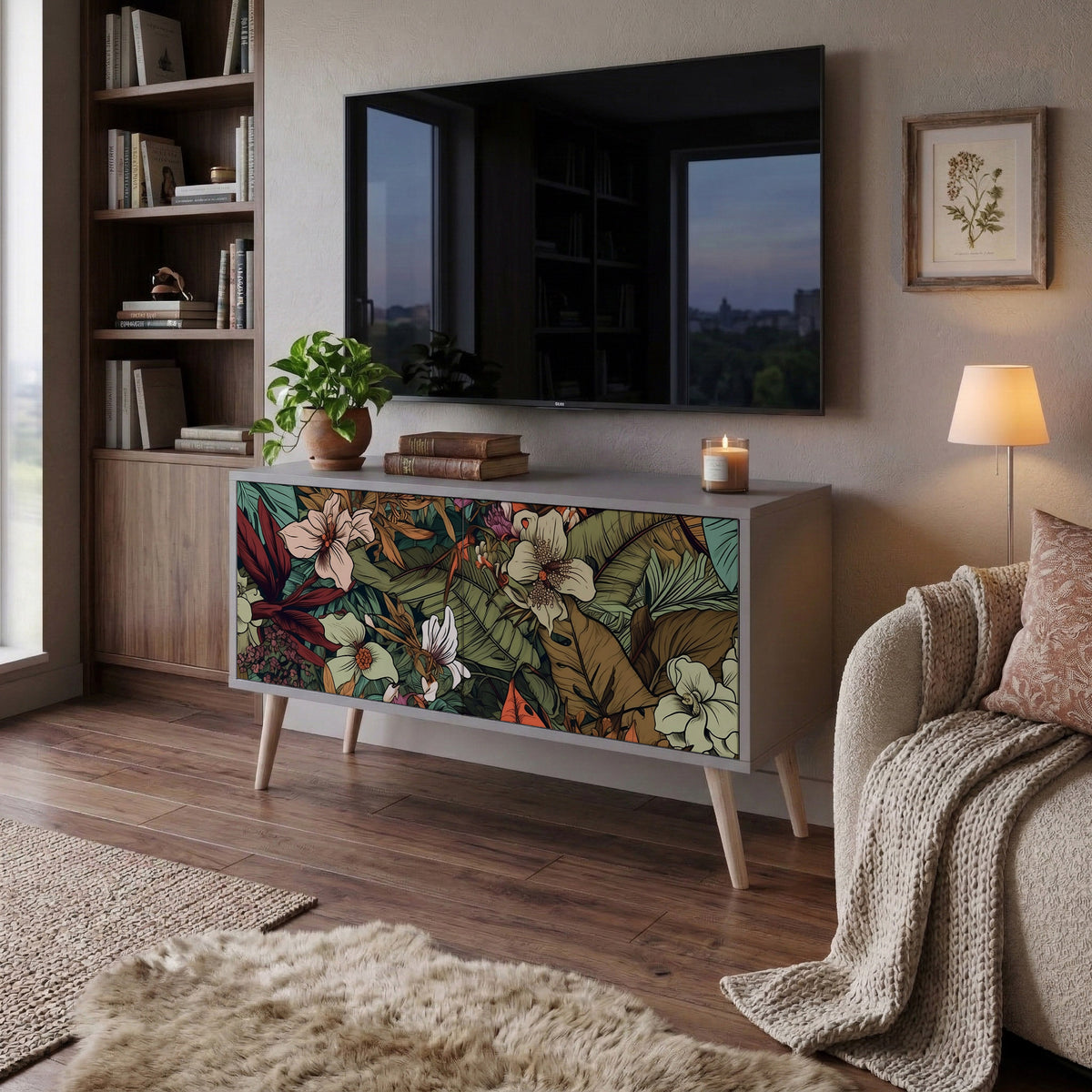 BOTANICAL EMERGENCE Mueble de TV Compacto de 2 puertas