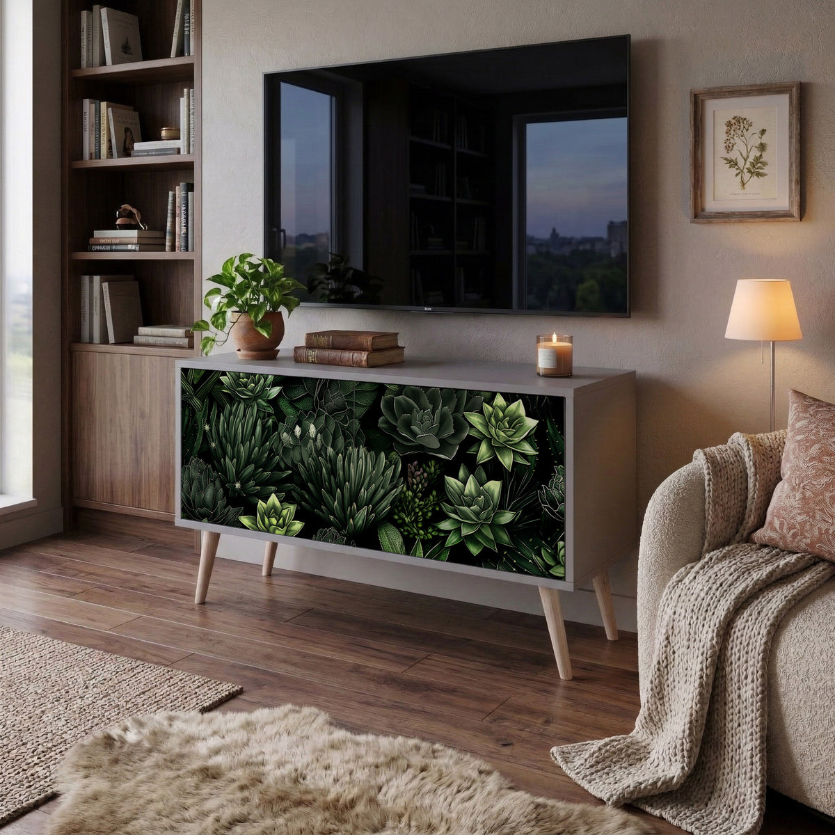SUCCULENT JUNGLE Mueble de TV Compacto de 2 puertas