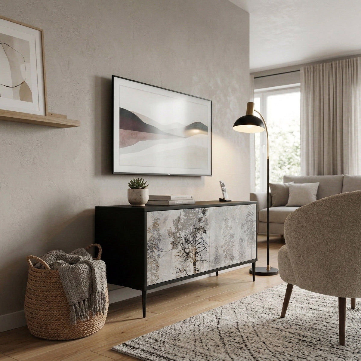 FADE IN THE TREES Compact 2-Door TV Cabinet
